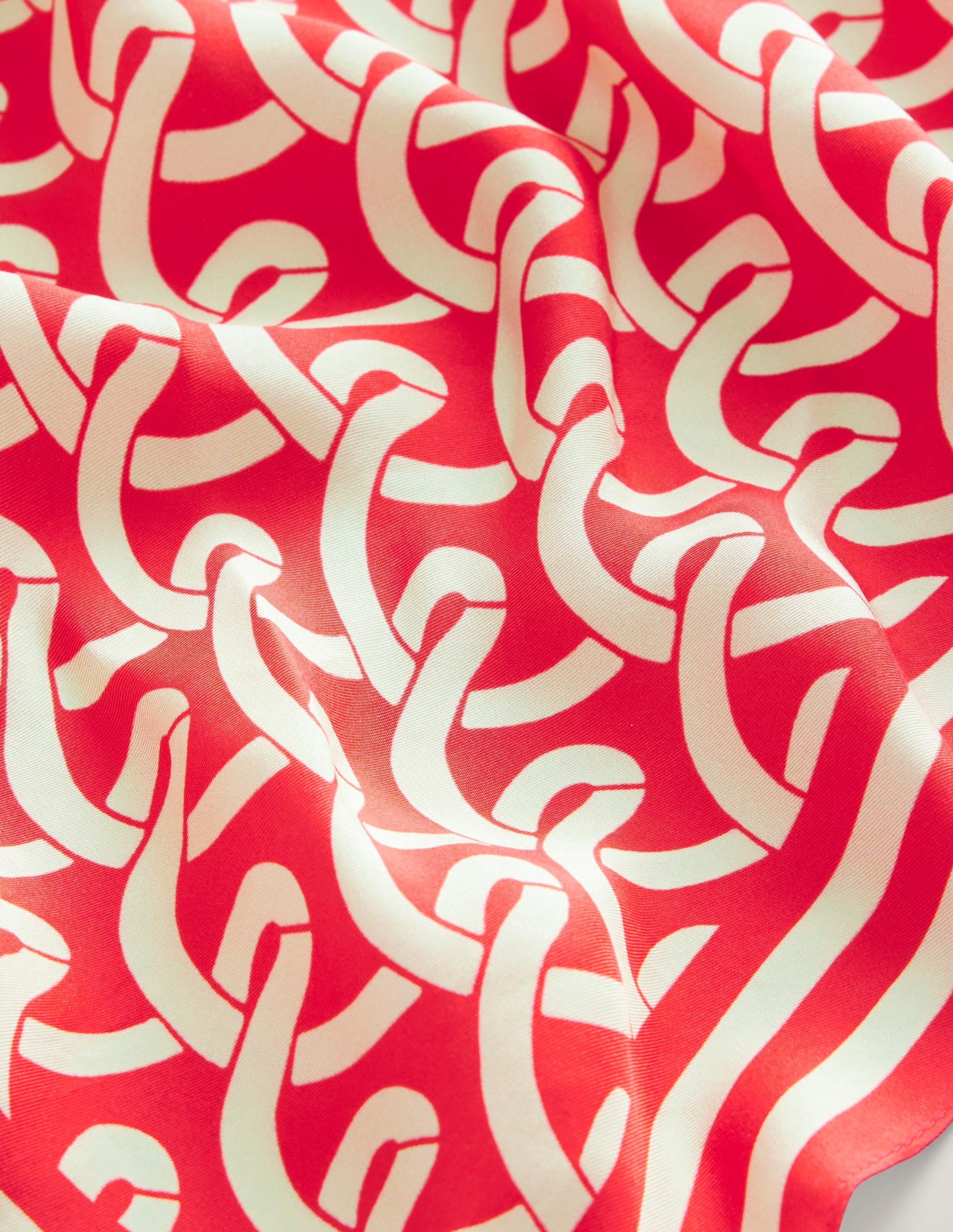 Elisabeth Silk Square Scarf-Red Geo - Image 3