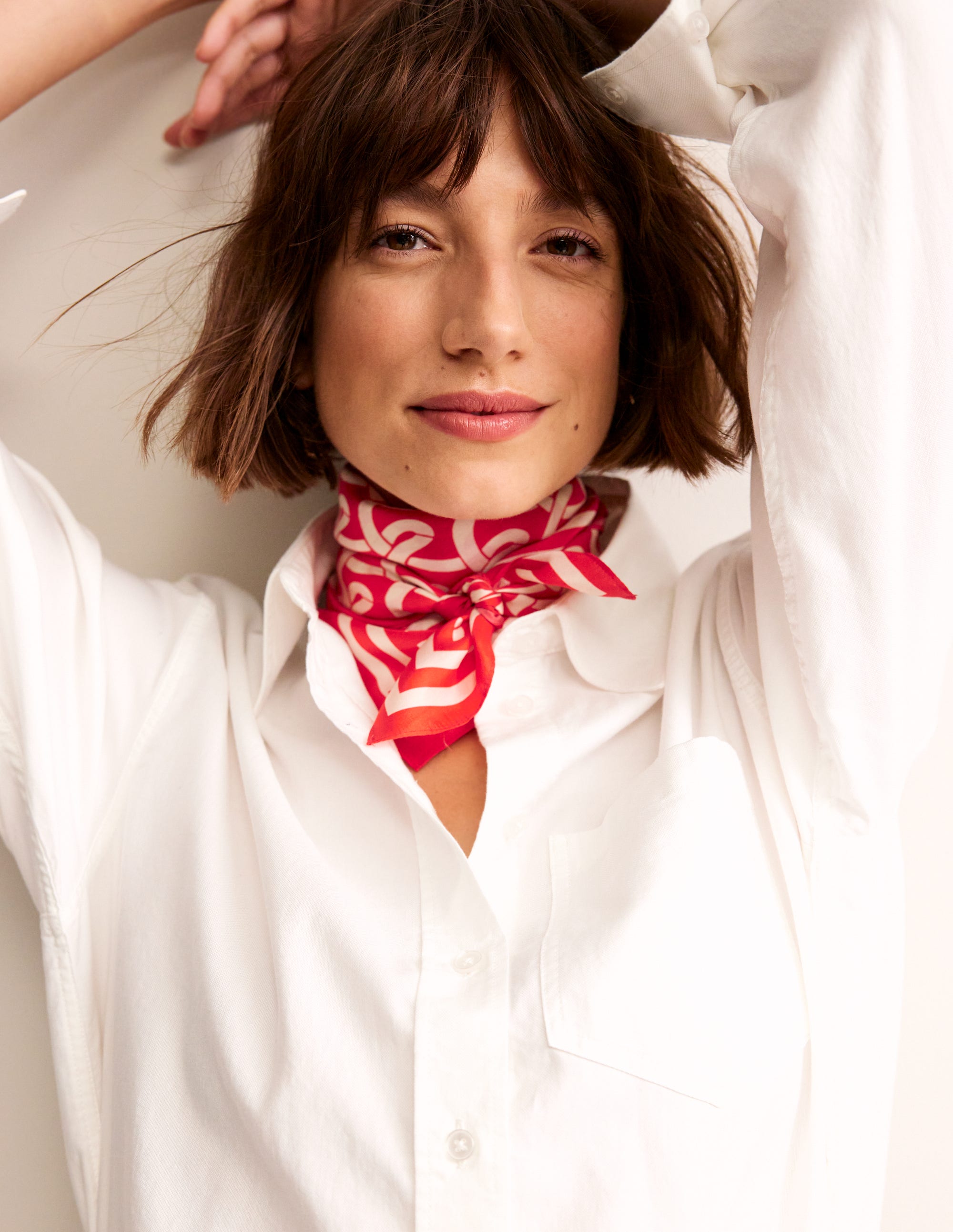 Elisabeth Silk Square Scarf-Red Geo - Image 1