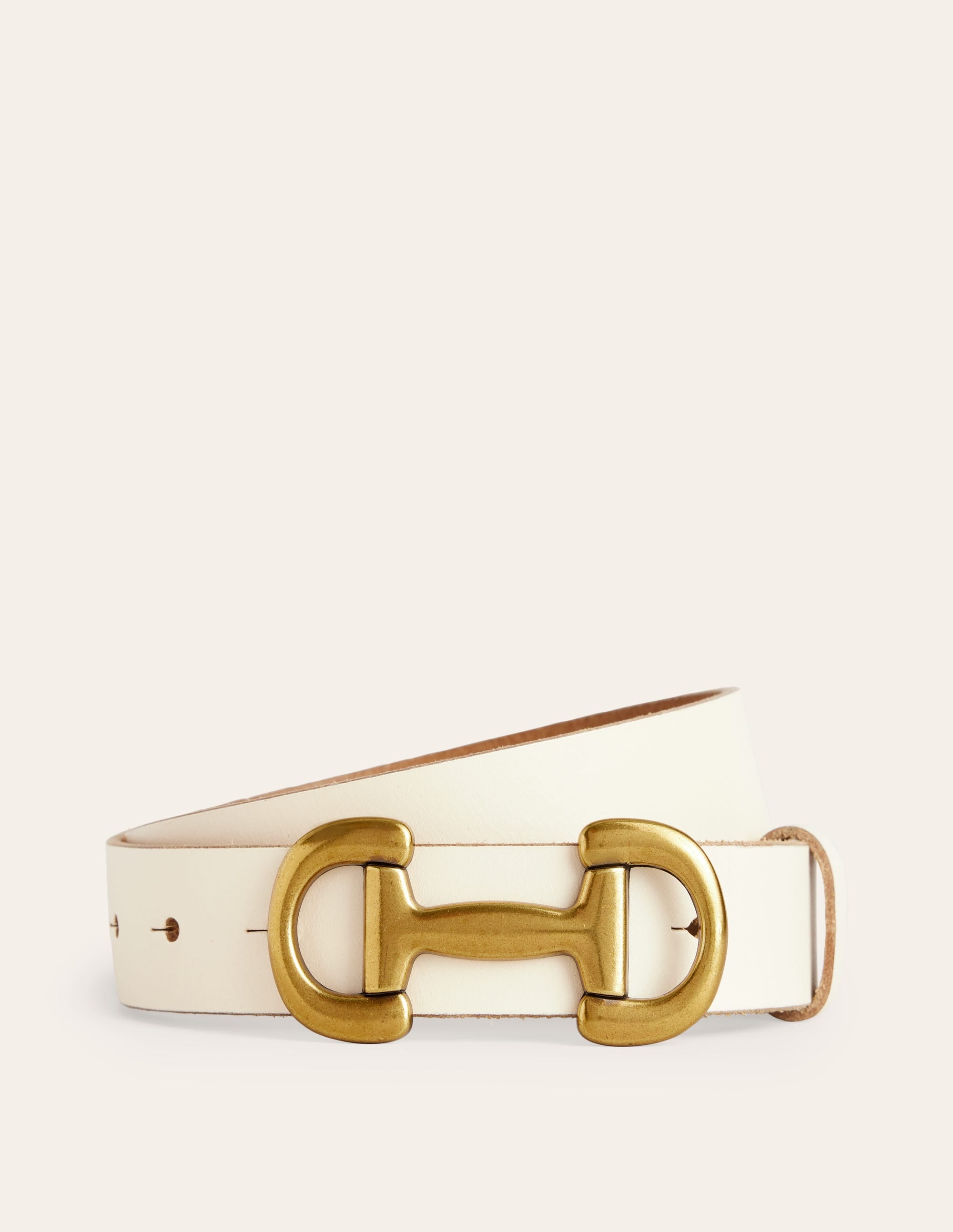 Iris Snaffle-Trim Leather Belt-Ecru - Image 2