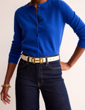Iris Snaffle-Trim Leather Belt-Ecru