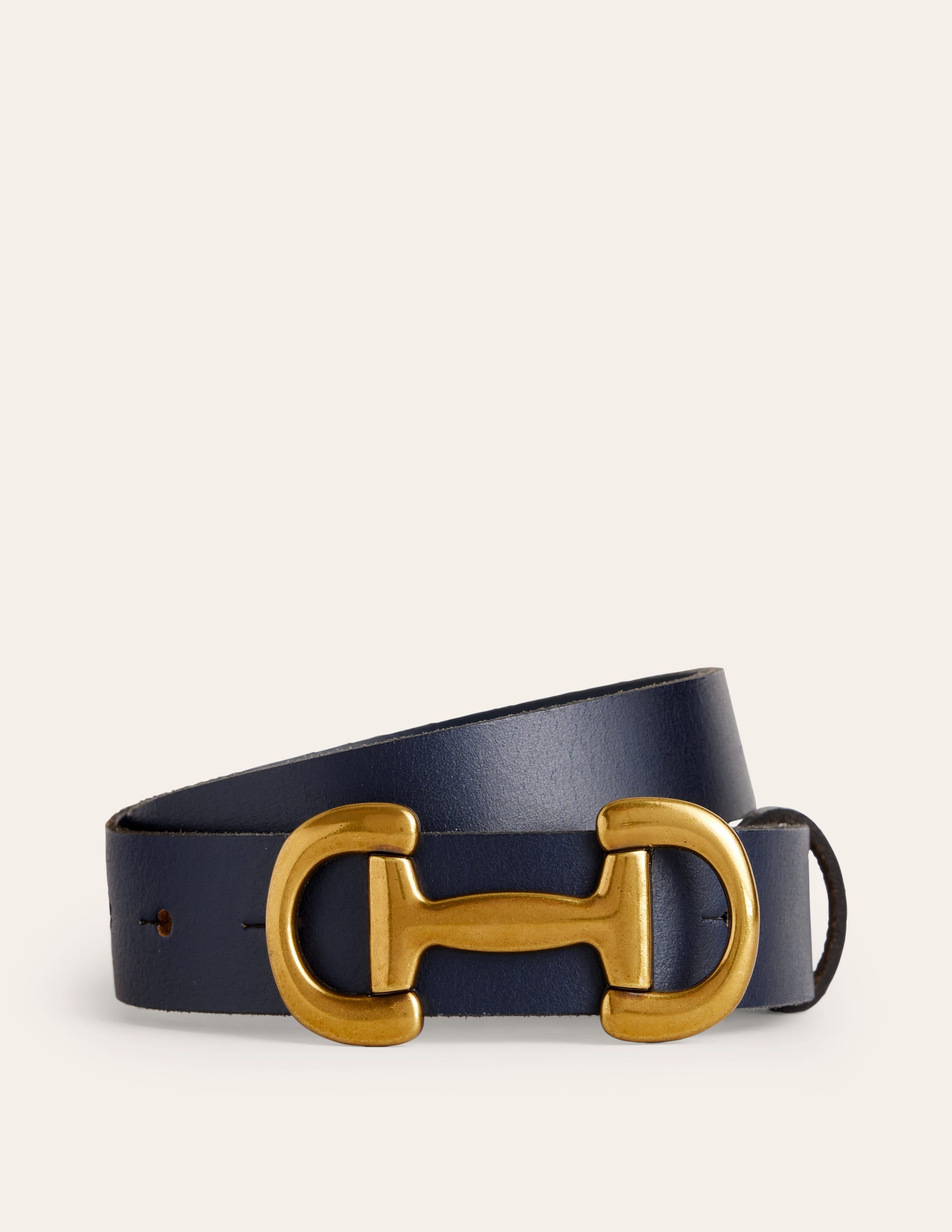 Iris Snaffle-Trim Leather Belt-Navy - Image 2