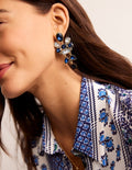 Mega Cluster Jewel Earrings-Blue