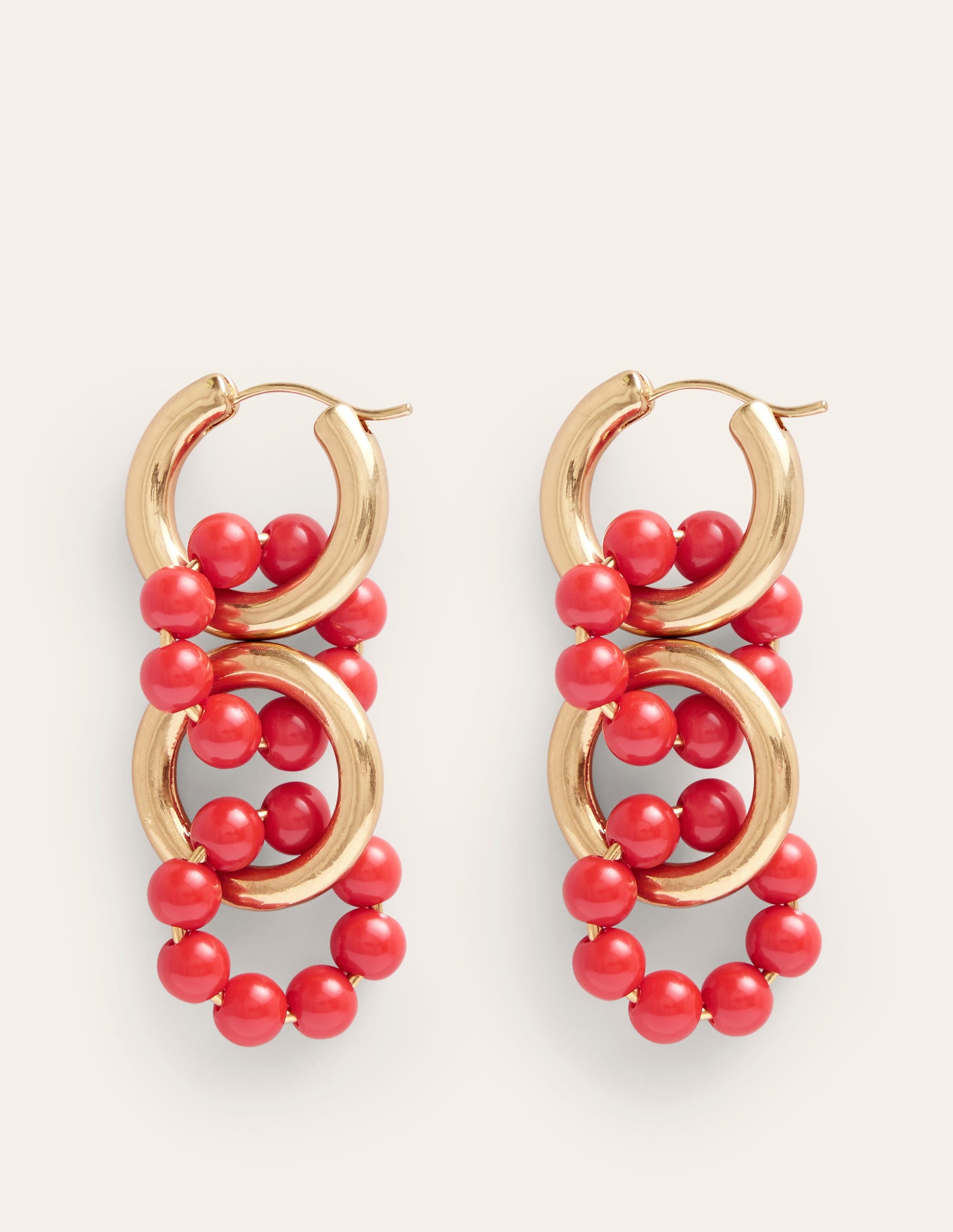 Link Bead Earrings-Coral-2