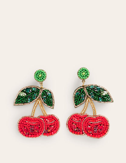 Beady Motif Earrings-Cherry-2
