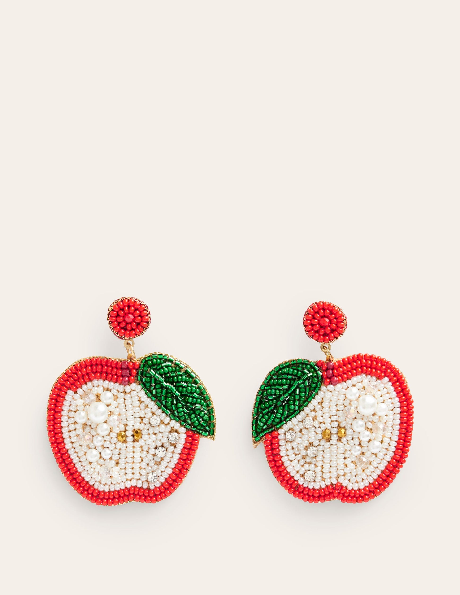 Beady Motif Earrings-Apples-2