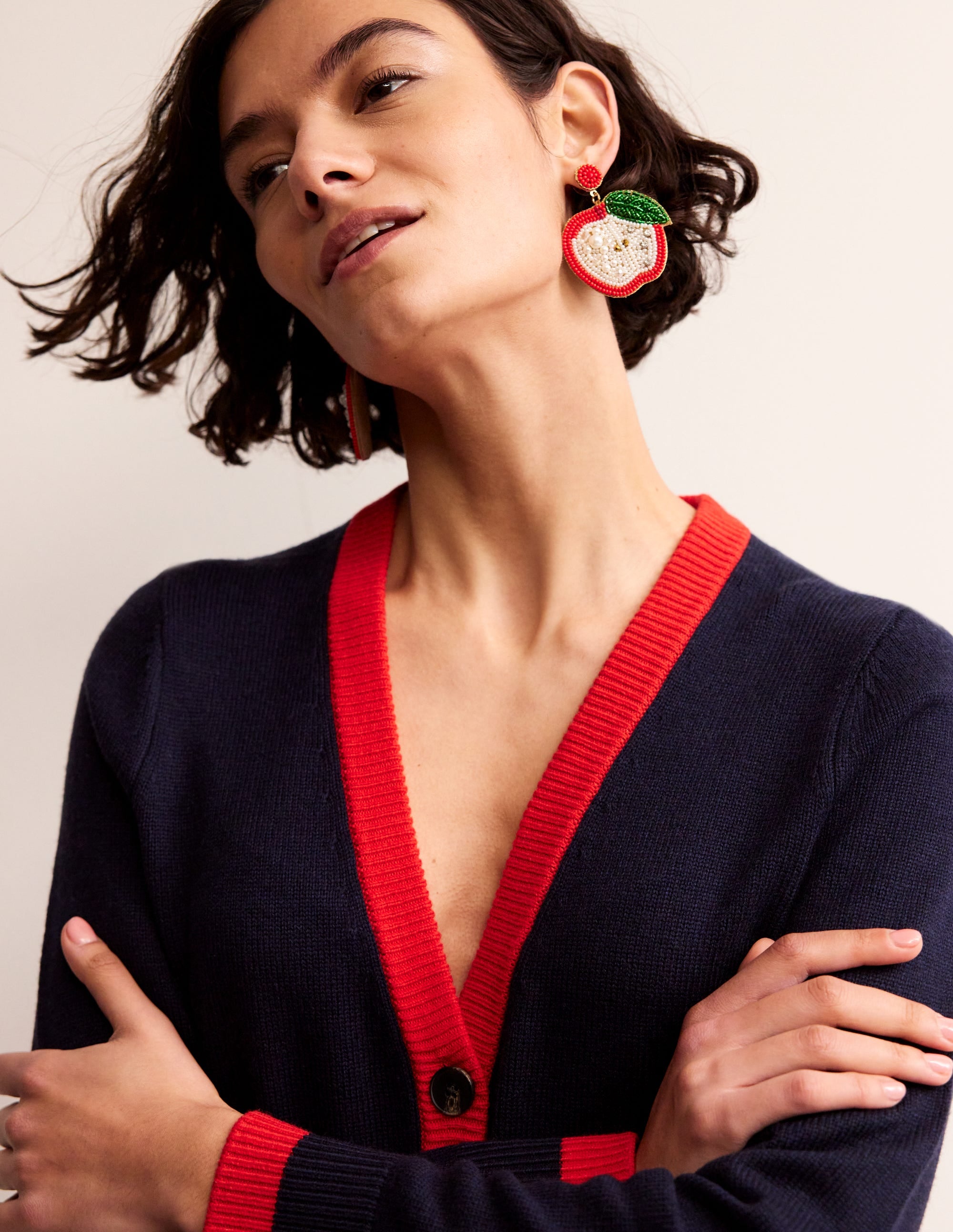 Beady Motif Earrings-Apples - Image 1