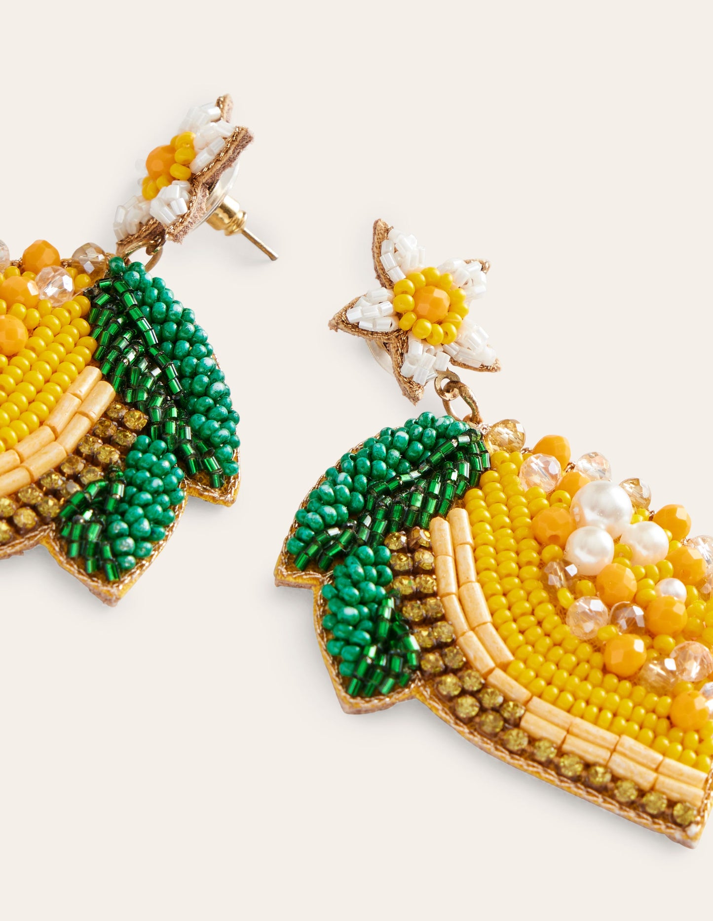 Beady Motif Earrings-Lemons