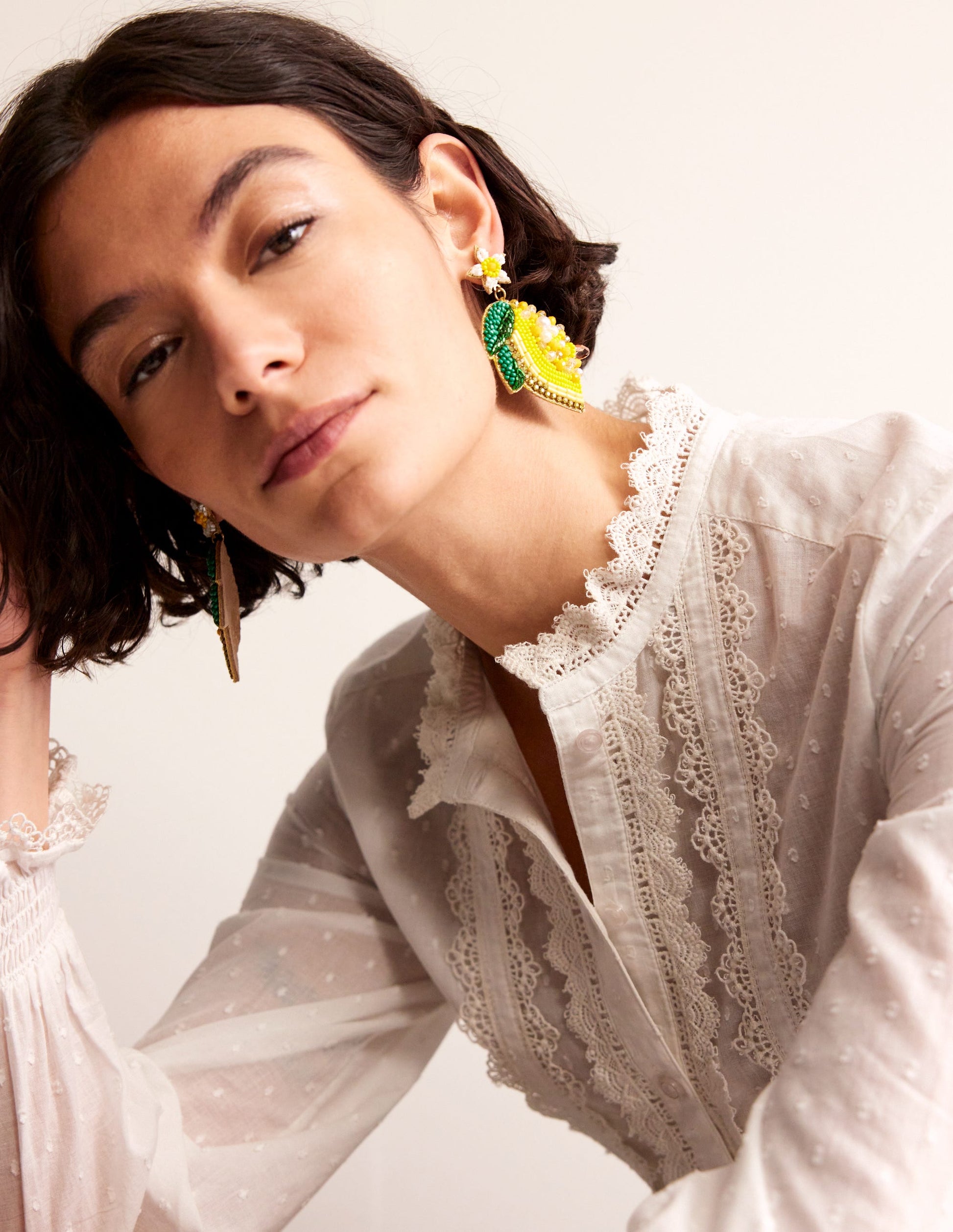 Beady Motif Earrings-Lemons-1