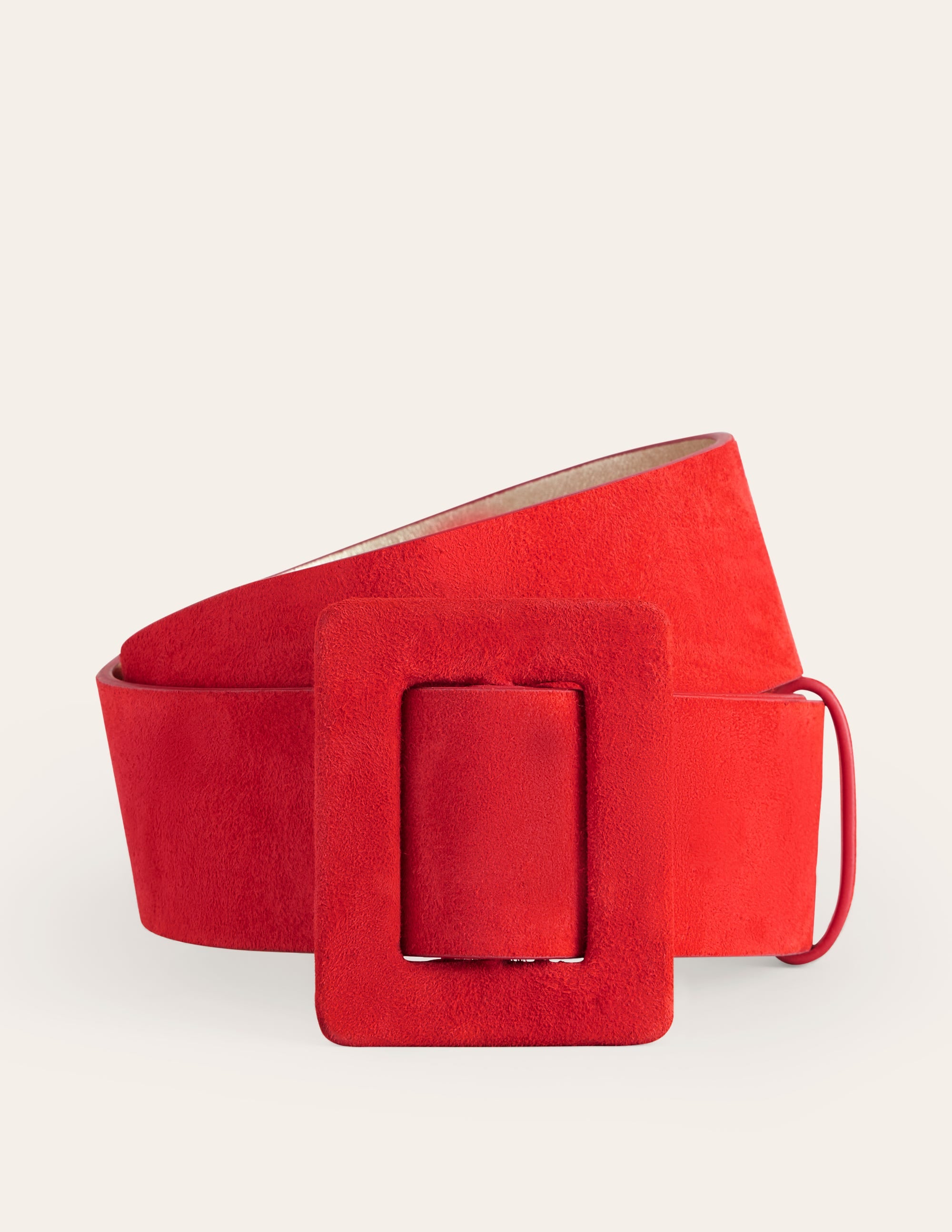 Suede Buckle Belt-Post Box Red - Image 2