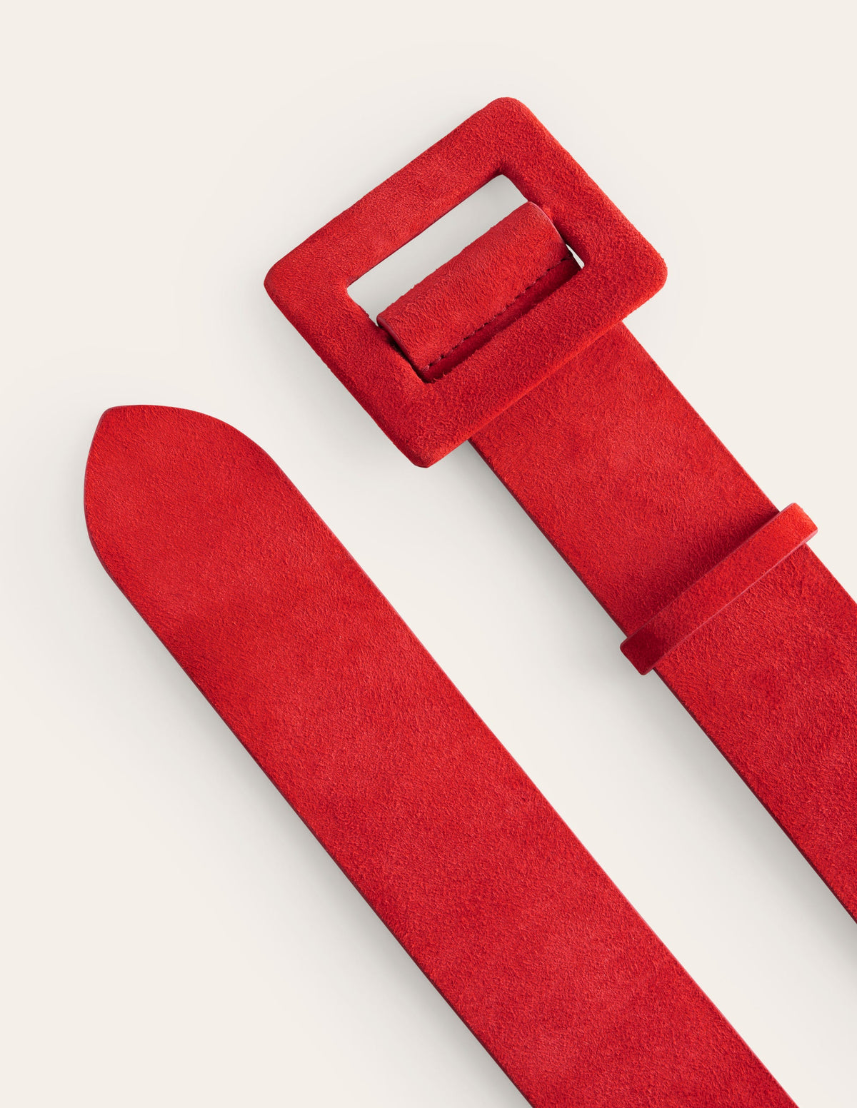 Suede Buckle Belt-Post Box Red - Image 3