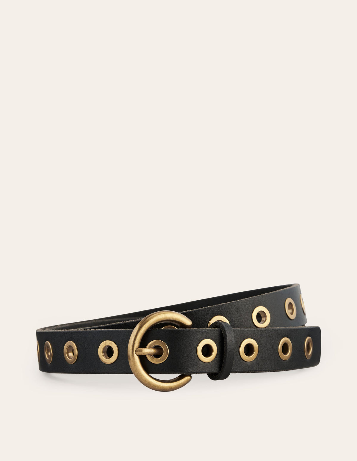 Eyelet Leather Belt-Black - Image 2