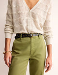 Eyelet Leather Belt-Black