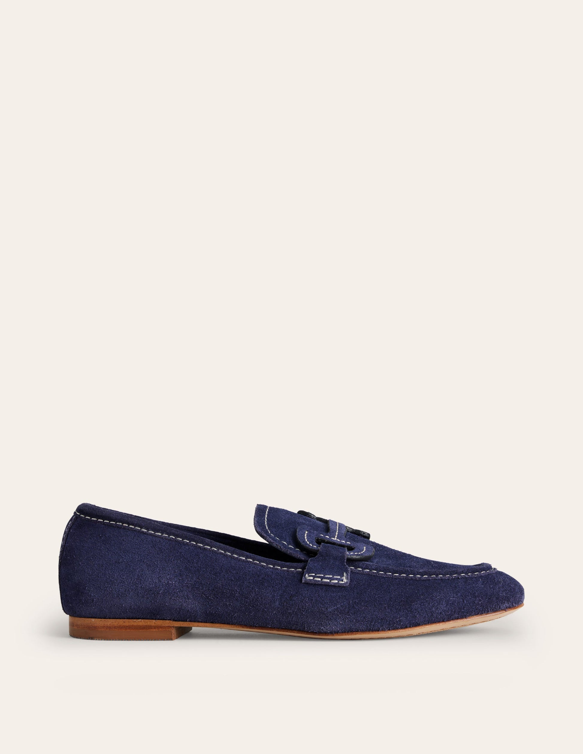 Stitched Snaffle Loafers-Navy Suede-2