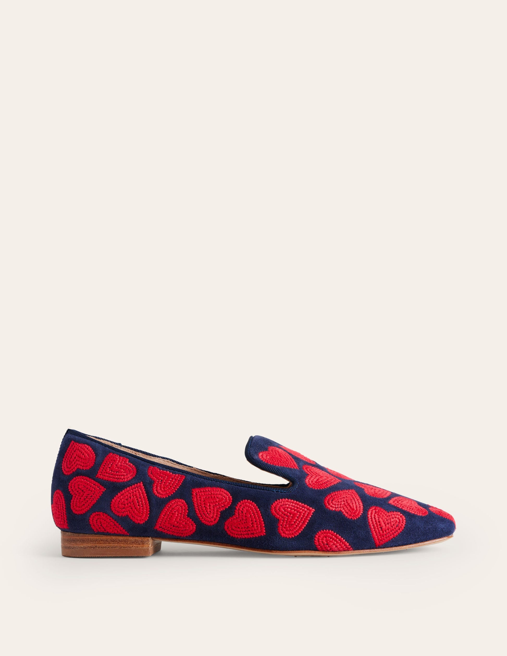 Slipper Cut Loafers-Navy, Red Heart-3
