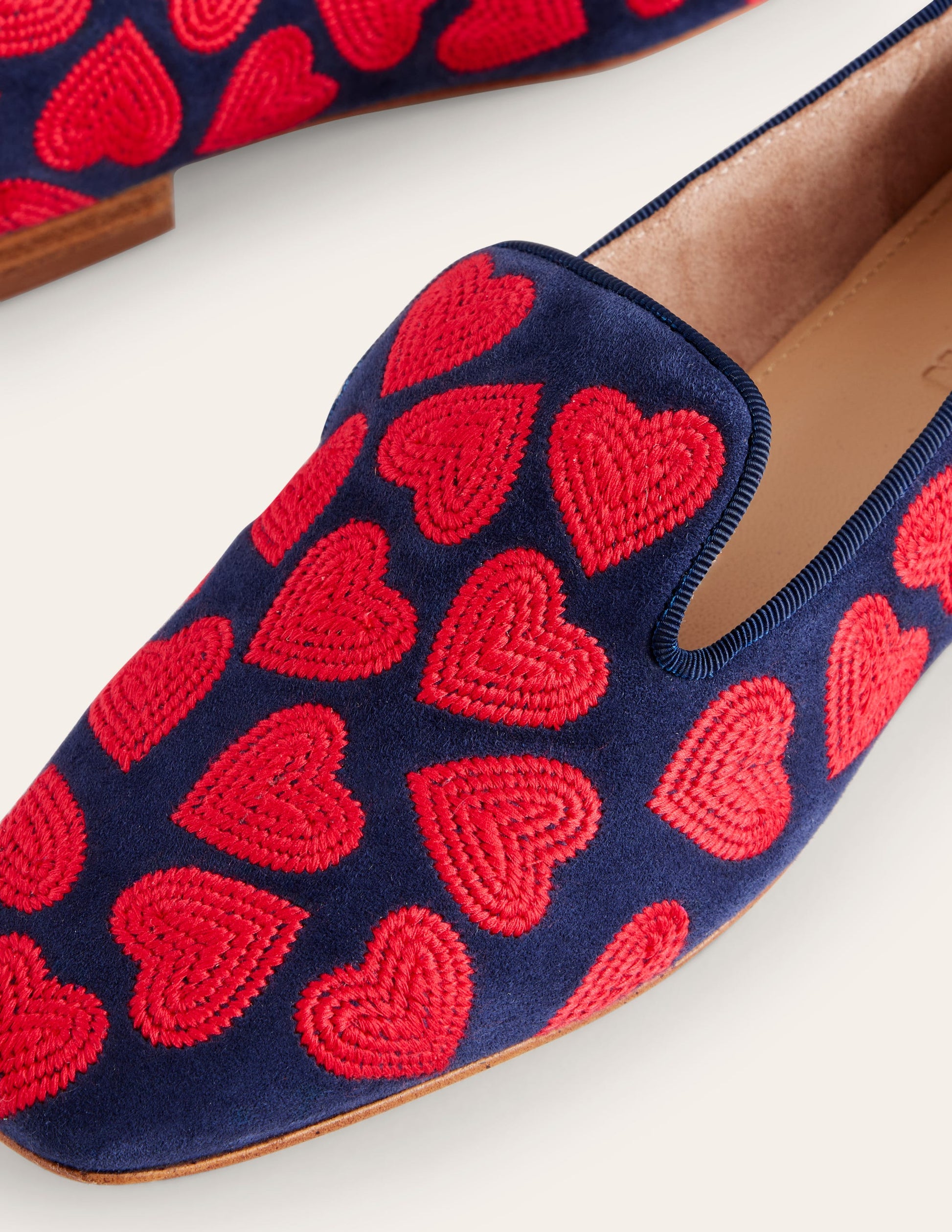 Slipper Cut Loafers-Navy, Red Heart-5