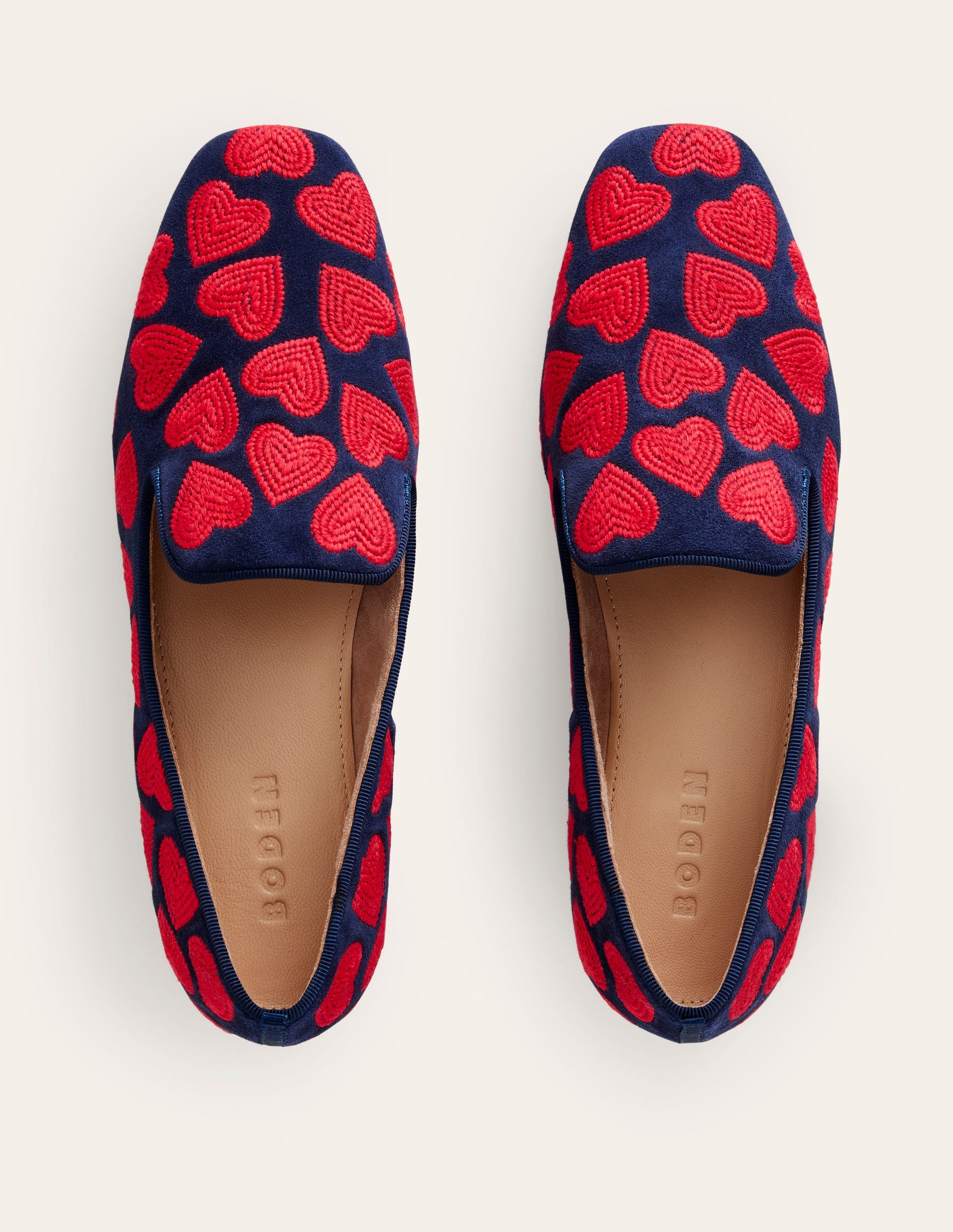 Slipper Cut Loafers-Navy, Red Heart-6