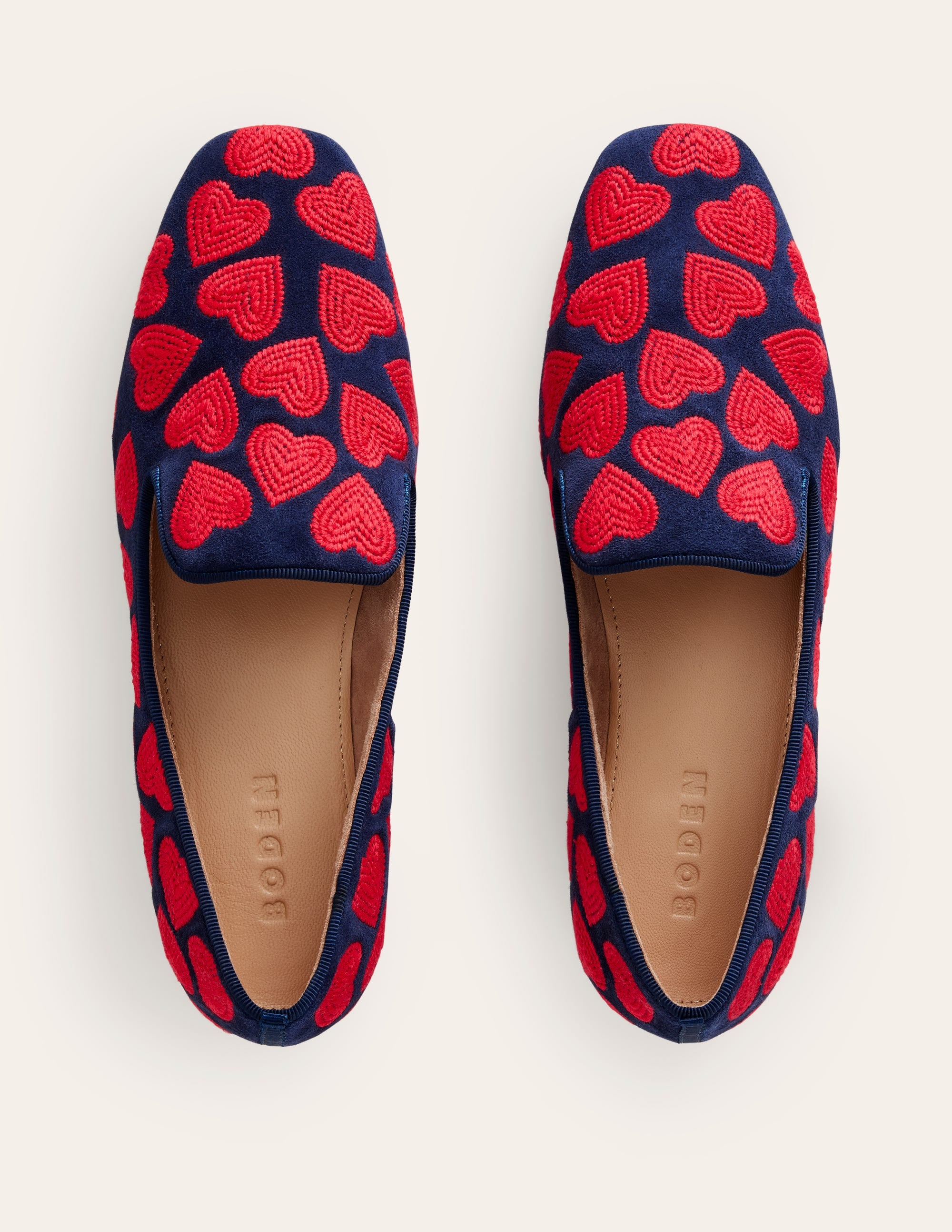Slipper Cut Loafers-Navy, Red Heart - Image 6