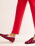 Slipper Cut Loafers-Navy, Red Heart