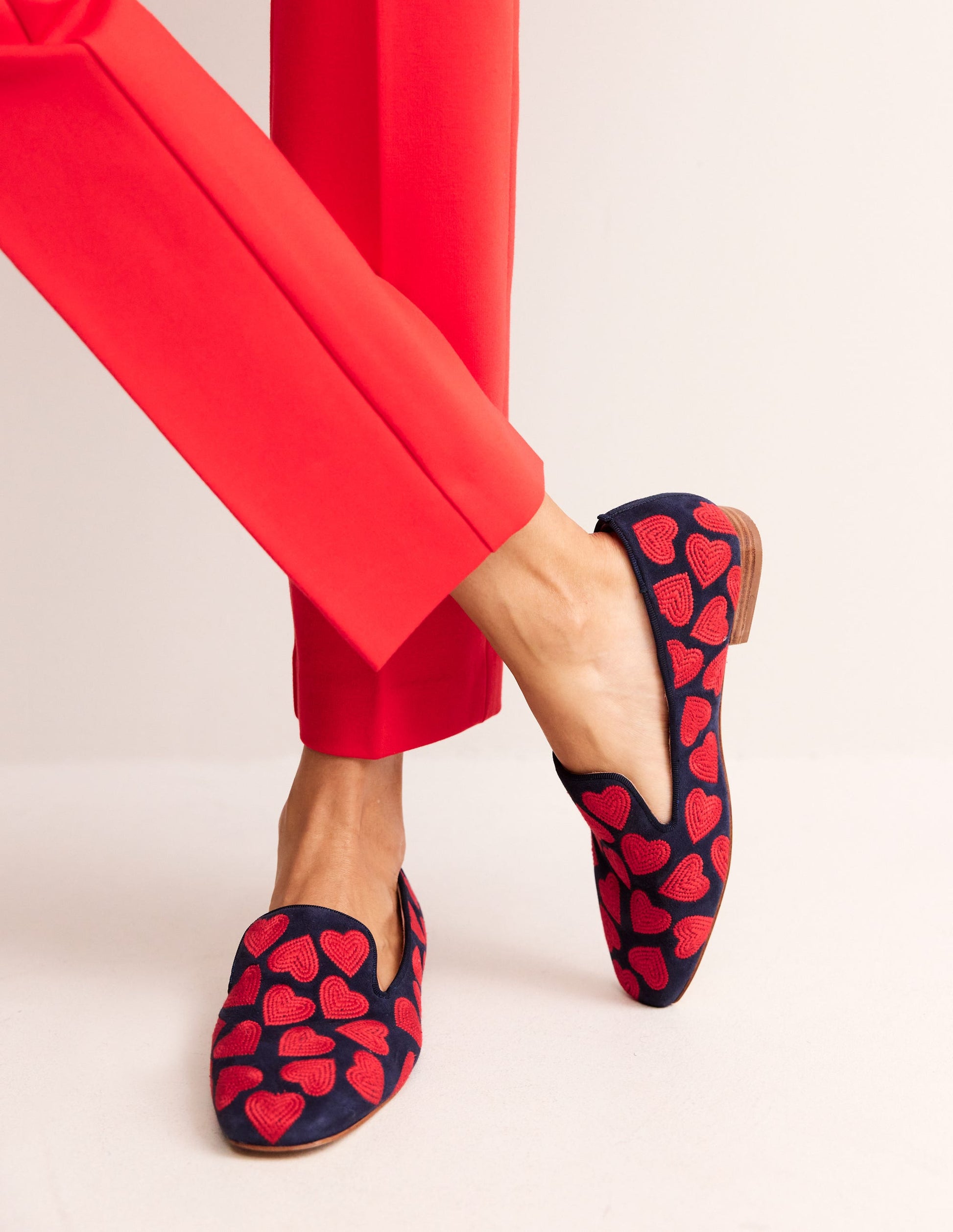 Slipper Cut Loafers-Navy, Red Heart-2