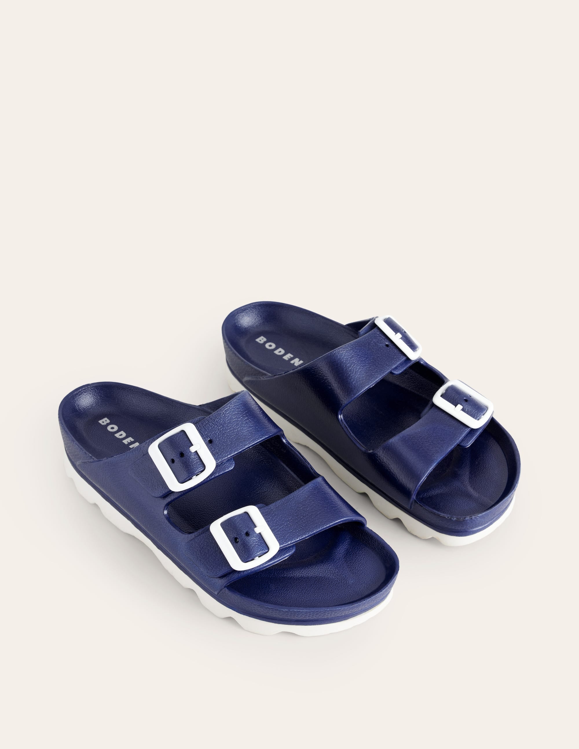 Lyla Double Buckle Sliders-Bright Blue - Image 3