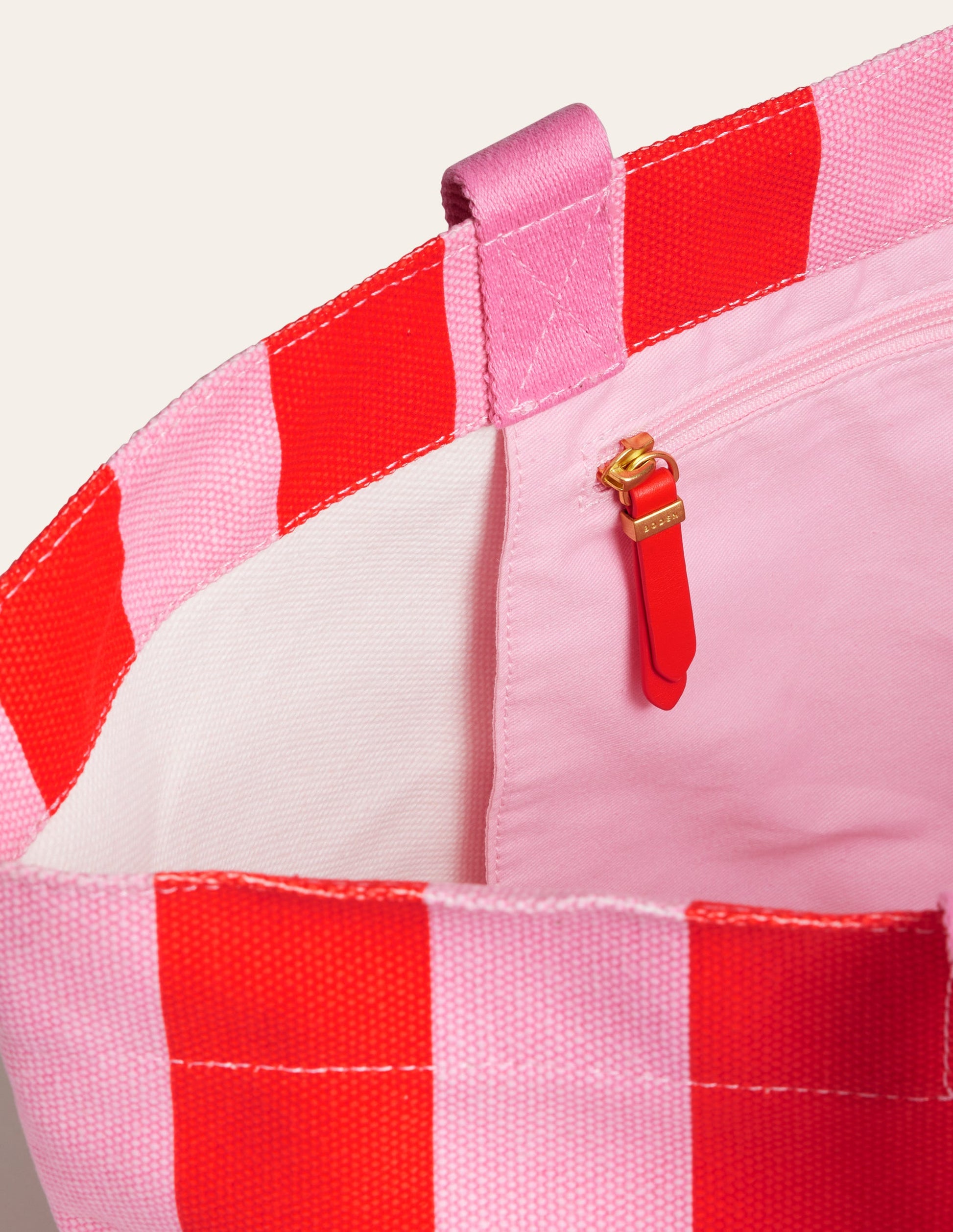 Relaxed Canvas Tote Bag-Pink Stripe-4
