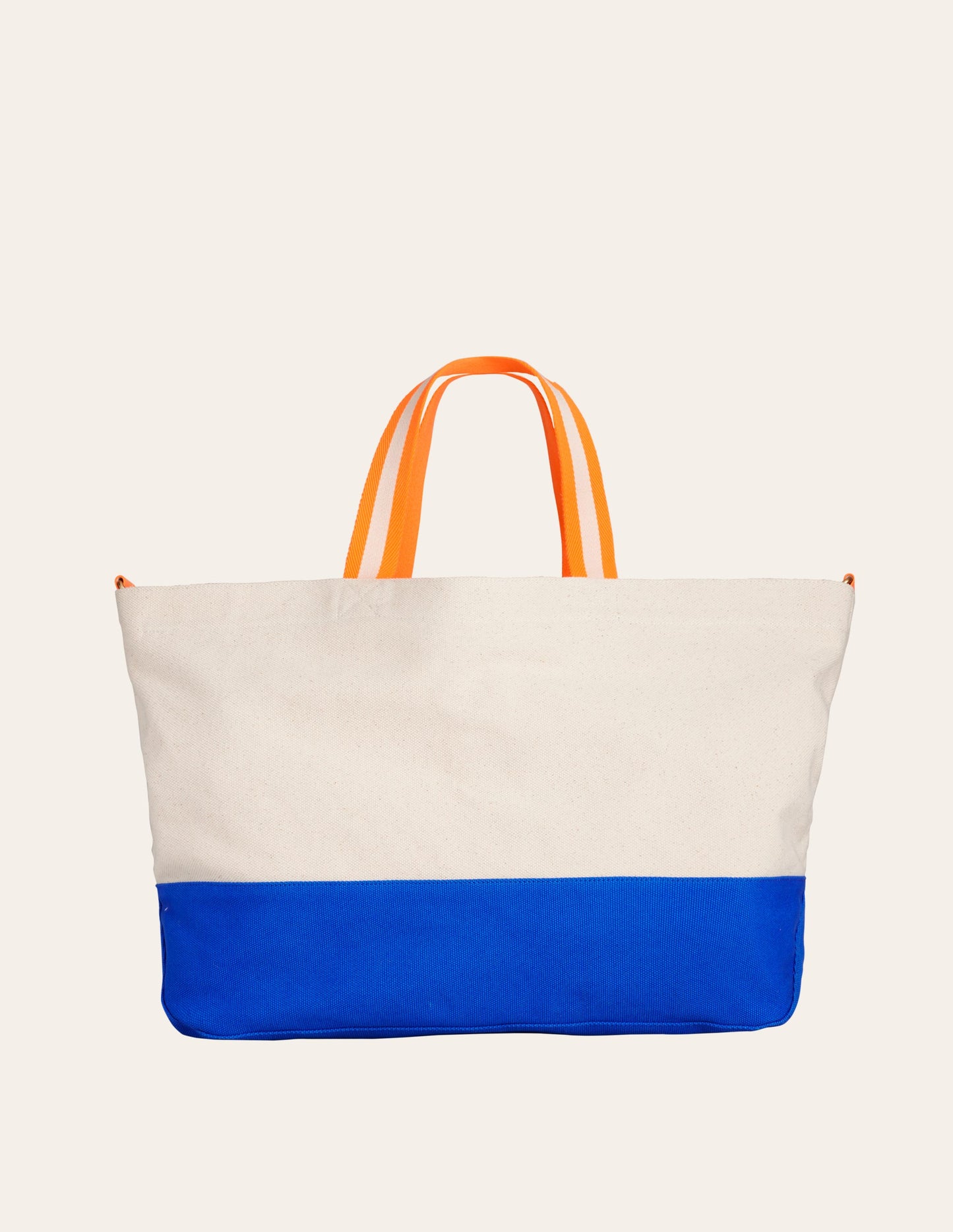 Canvas Weekender Tote Bag-Neutral/ Blue