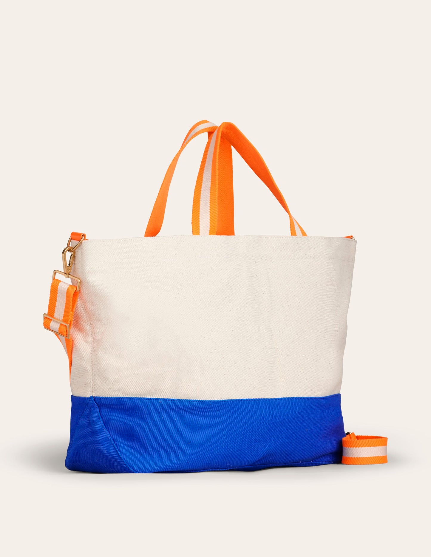 Canvas Weekender Tote Bag-Neutral/ Blue