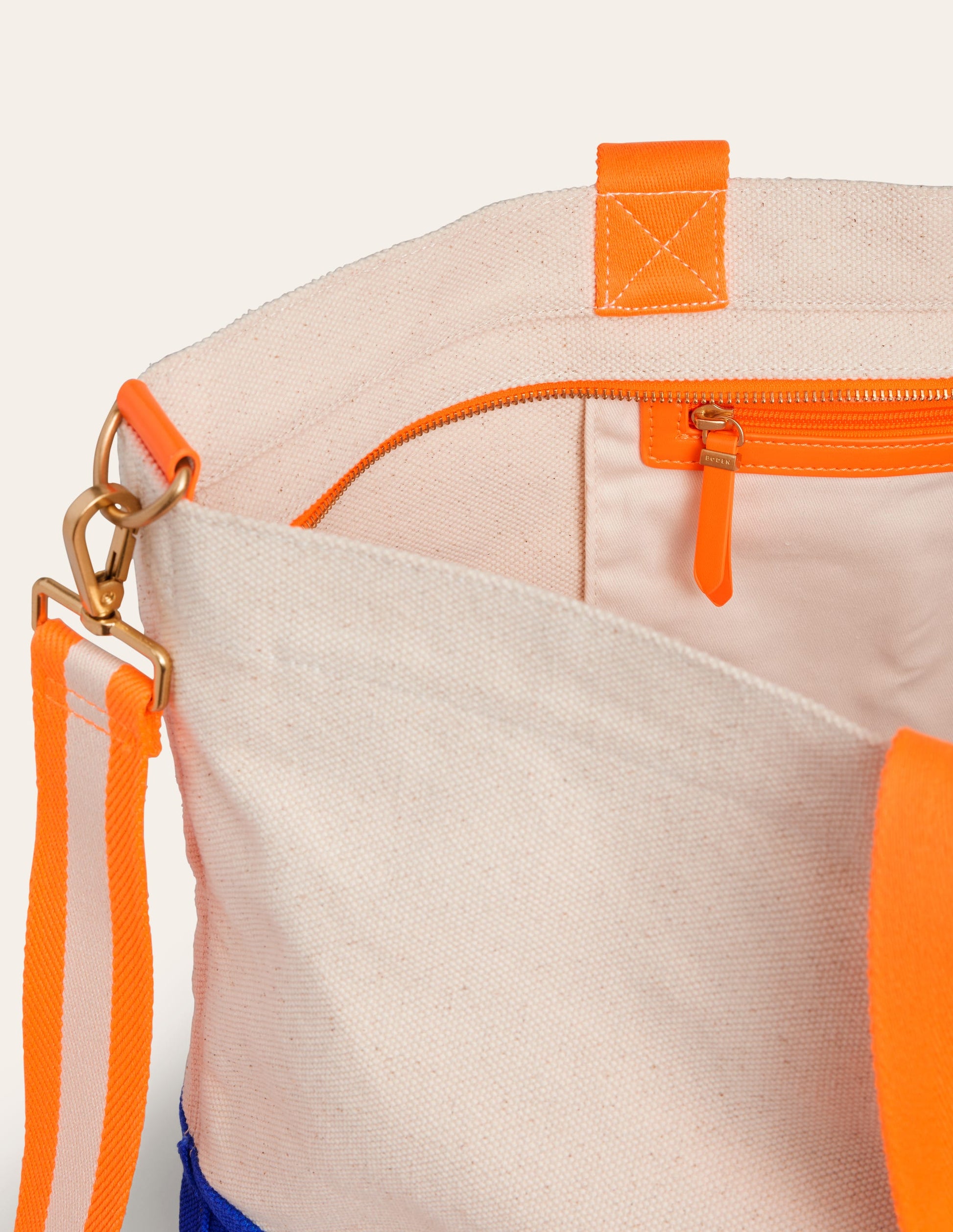 Canvas Weekender Tote Bag-Neutral/ Blue-4