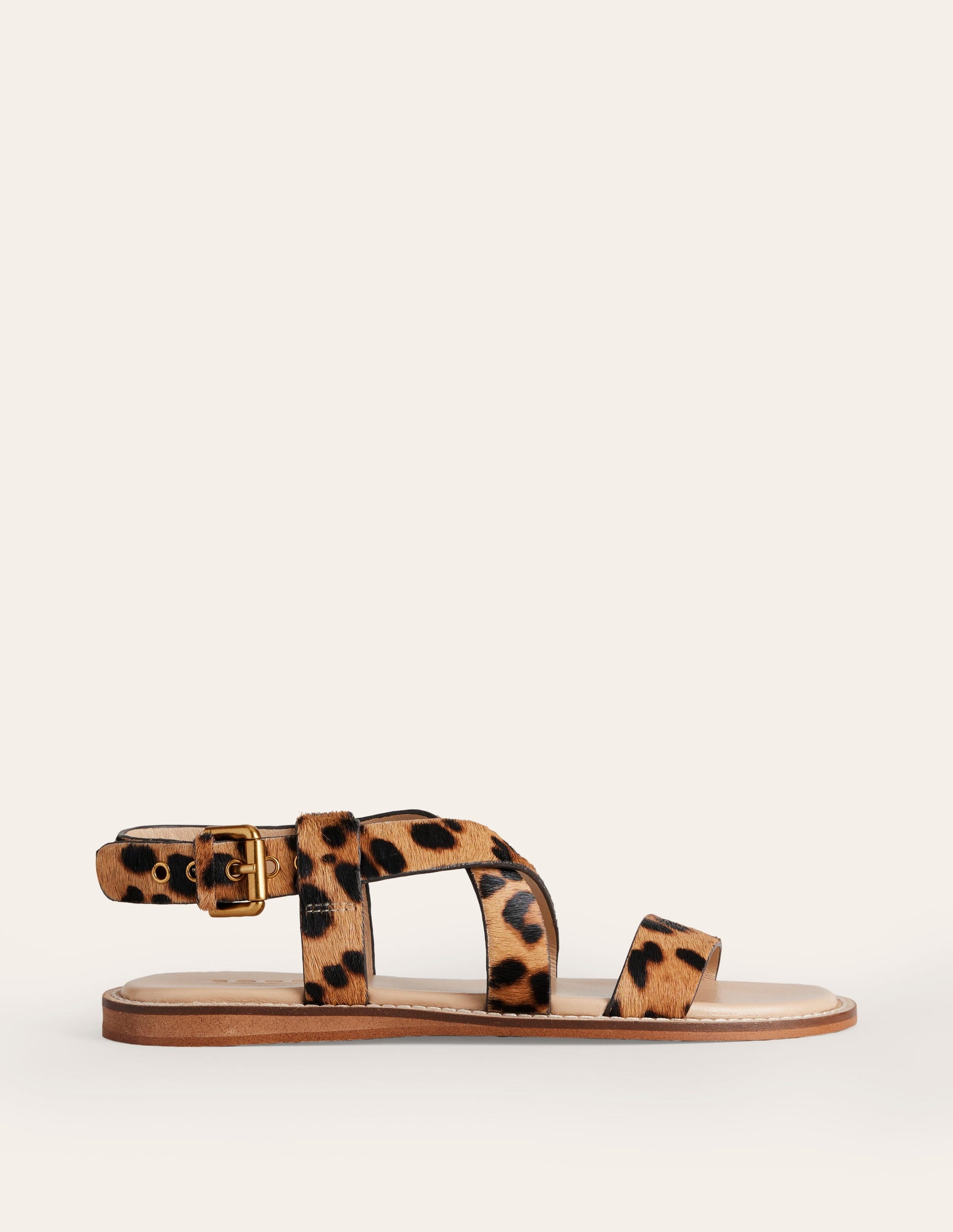 Cross Strap Flat Sandals-Classic Leopard-2