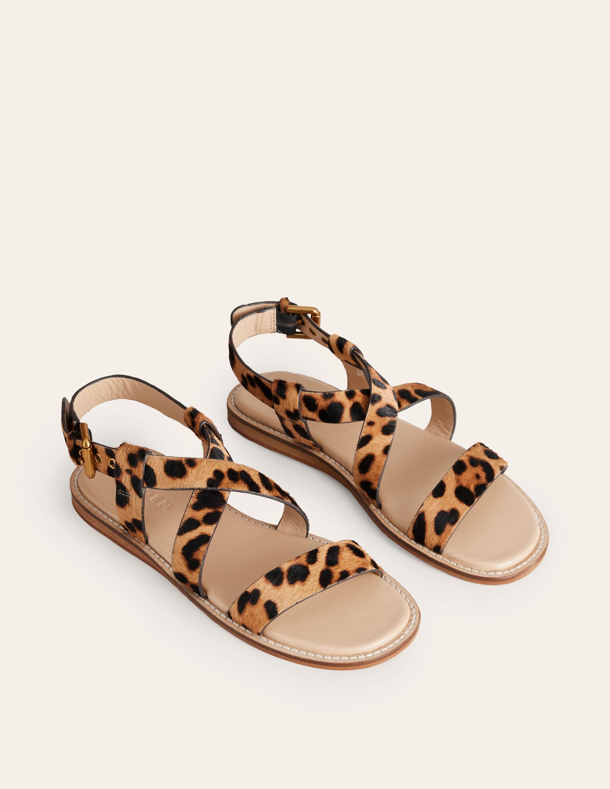 Cross Strap Flat Sandals-Classic Leopard-3
