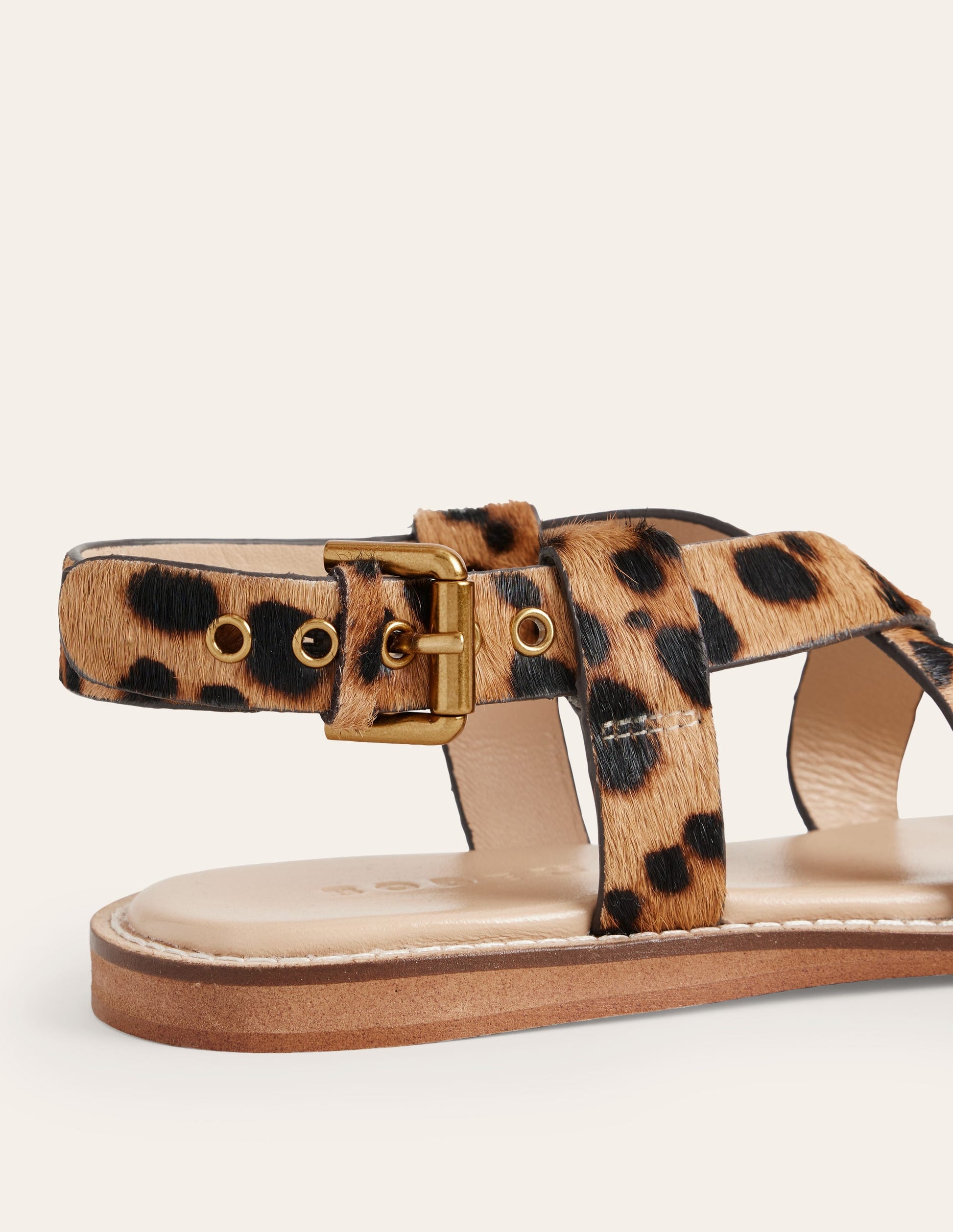 Cross Strap Flat Sandals-Classic Leopard-4