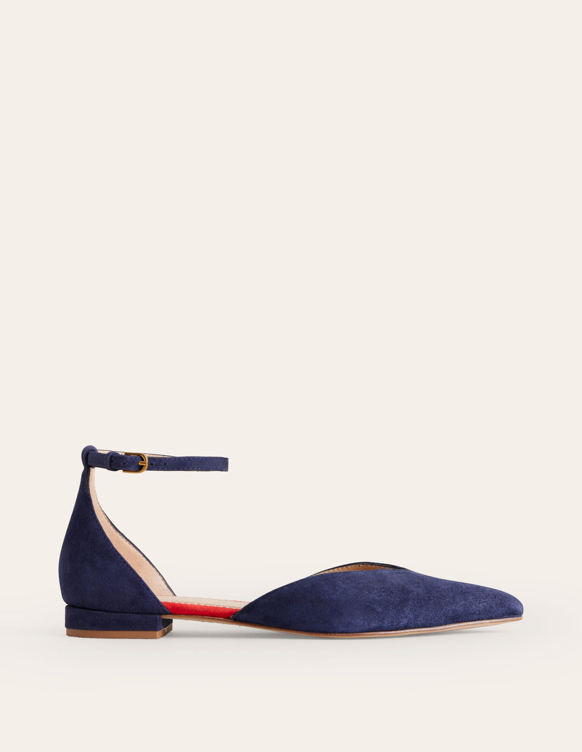 Ankle Strap Point Flats-Navy Suede - Image 2