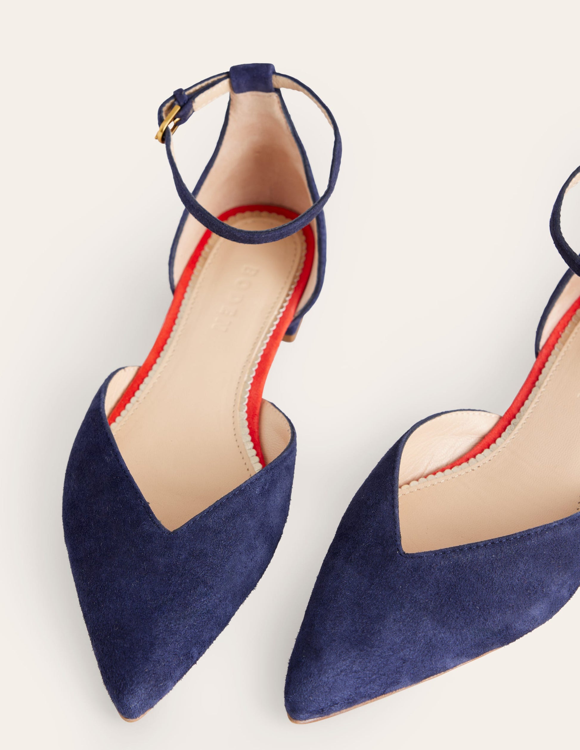 Ankle Strap Point Flats-Navy Suede-4