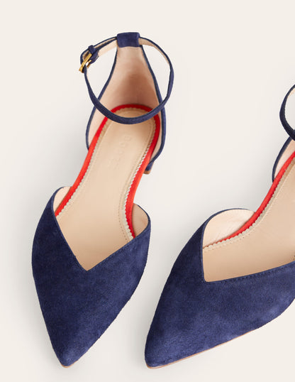 Ankle Strap Point Flats-Navy Suede-4