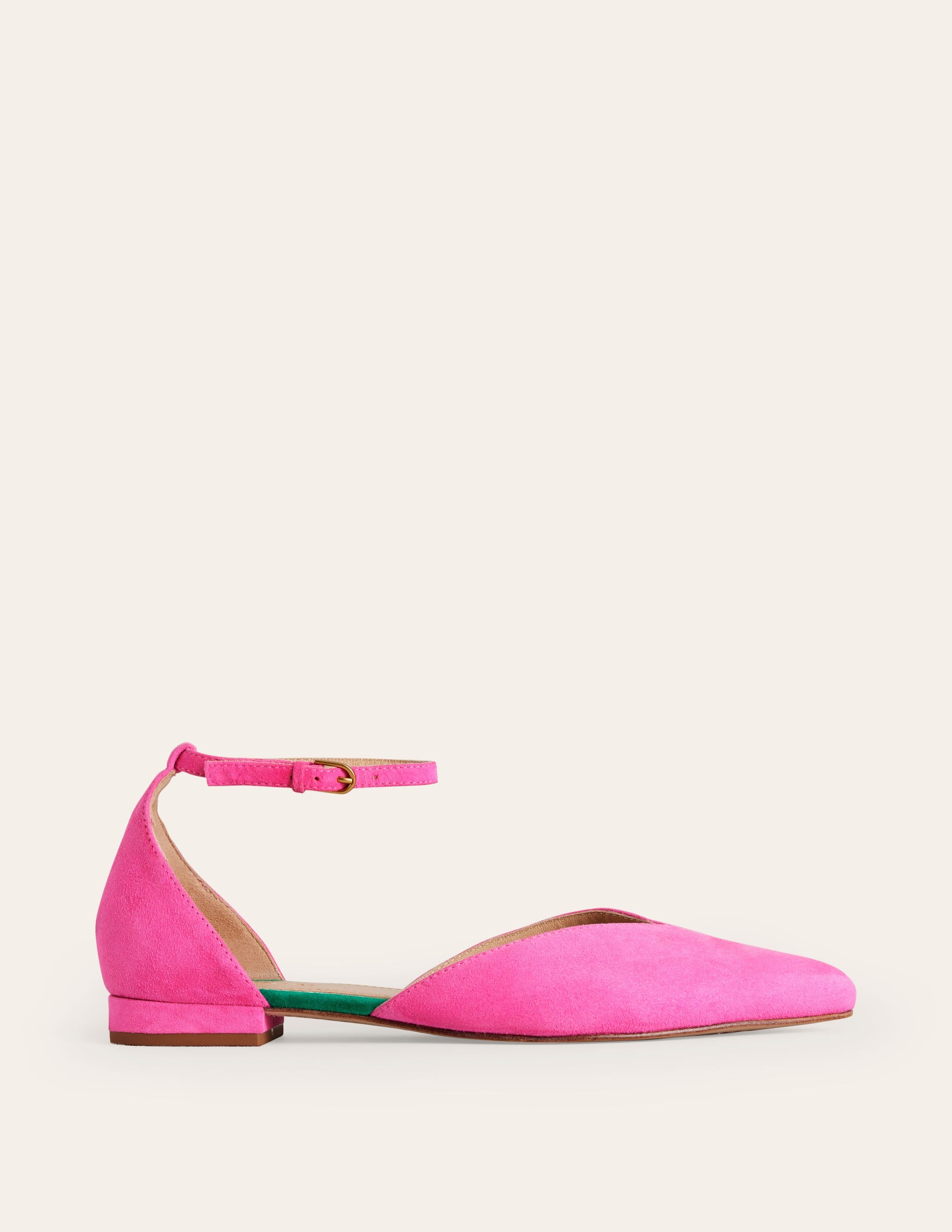 Ankle Strap Point Flats-Festival Pink Suede - Image 2