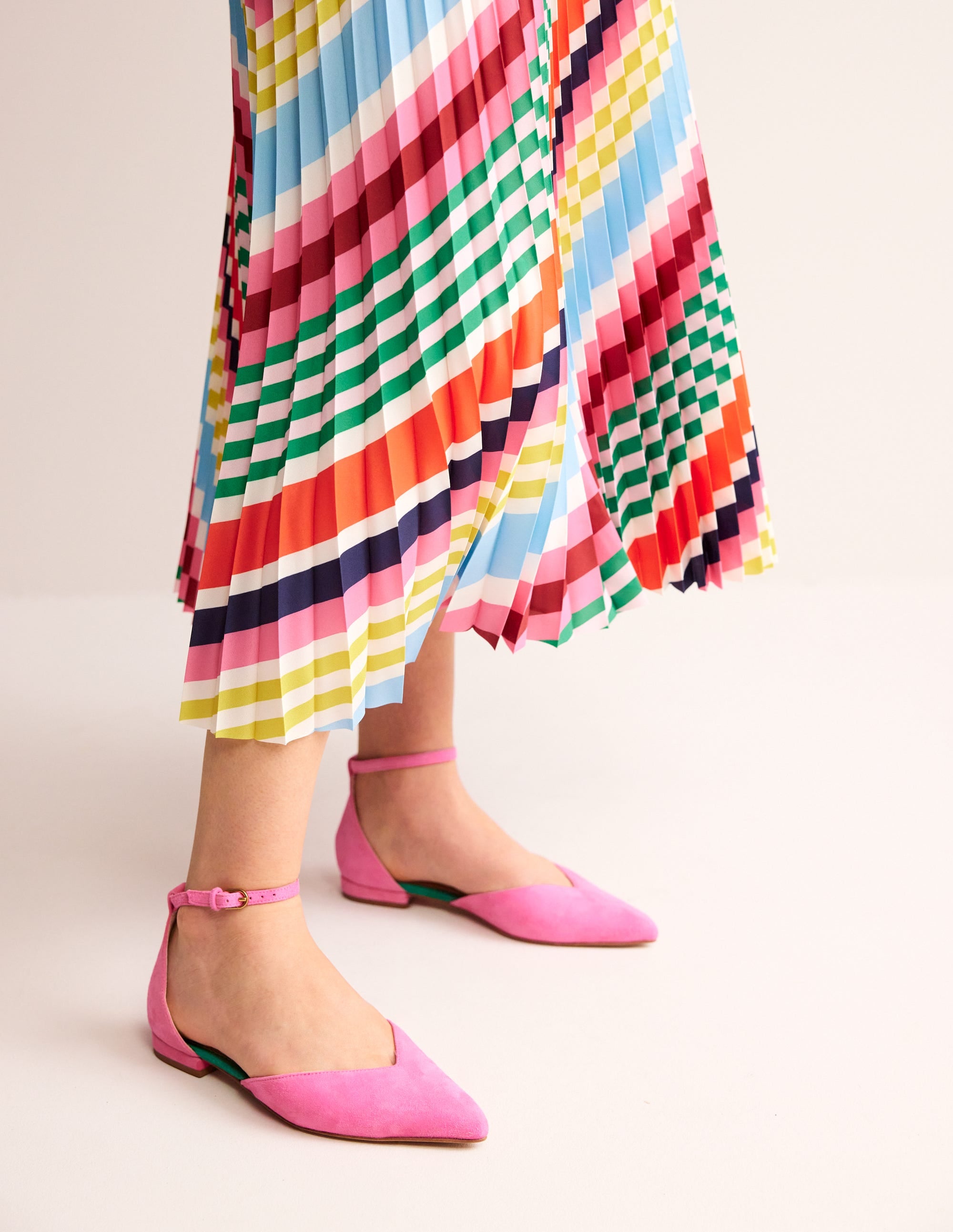 Ankle Strap Point Flats-Festival Pink Suede - Image 1