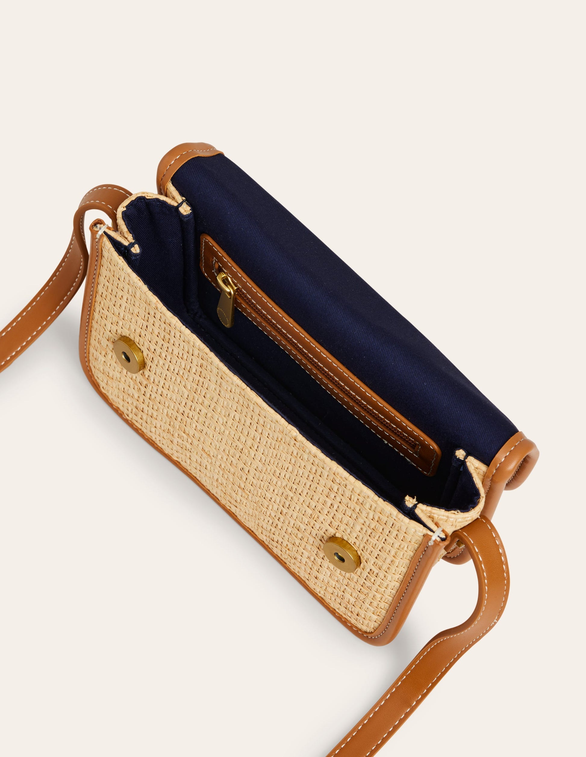 Raffia Snaffle Cross-Body Bag-Natural-4