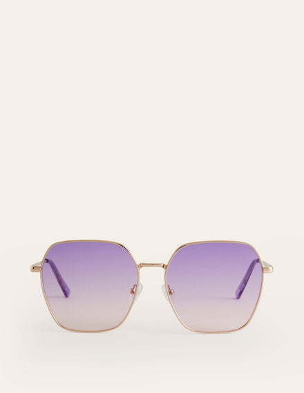 Angular Metal Sunglasses-Purple/Pink