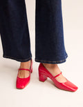 Block Heel Mary Jane-Flamenco Red Patent
