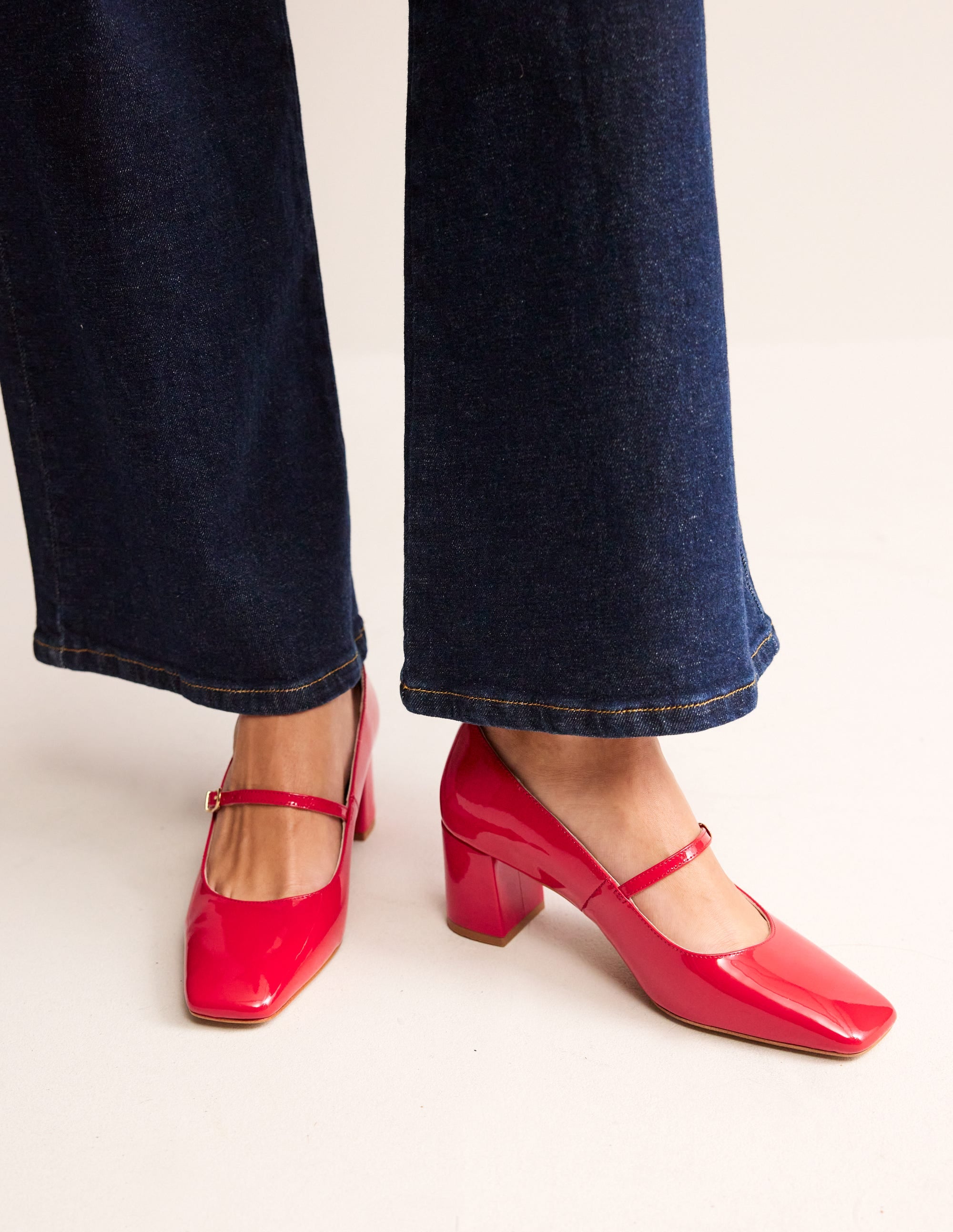 Block Heel Mary Jane-Flamenco Red Patent - Image 1