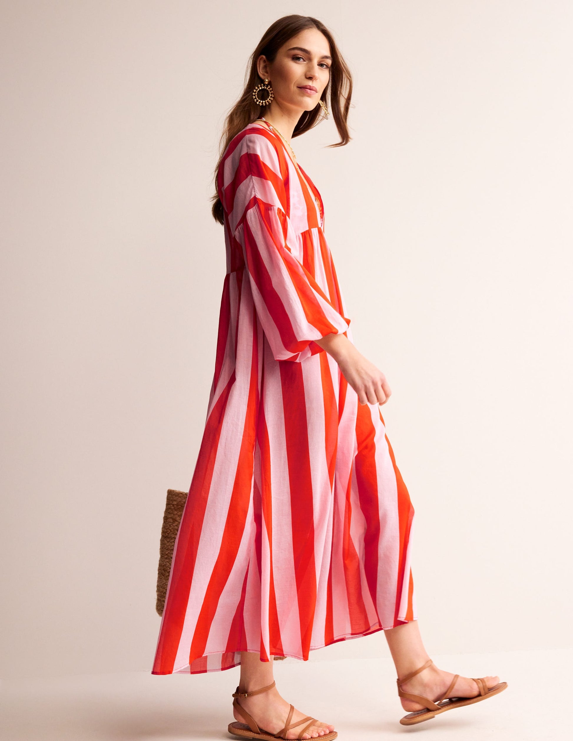 Sarah Maxi Kaftan Dress-Fiesta and Orchid-1
