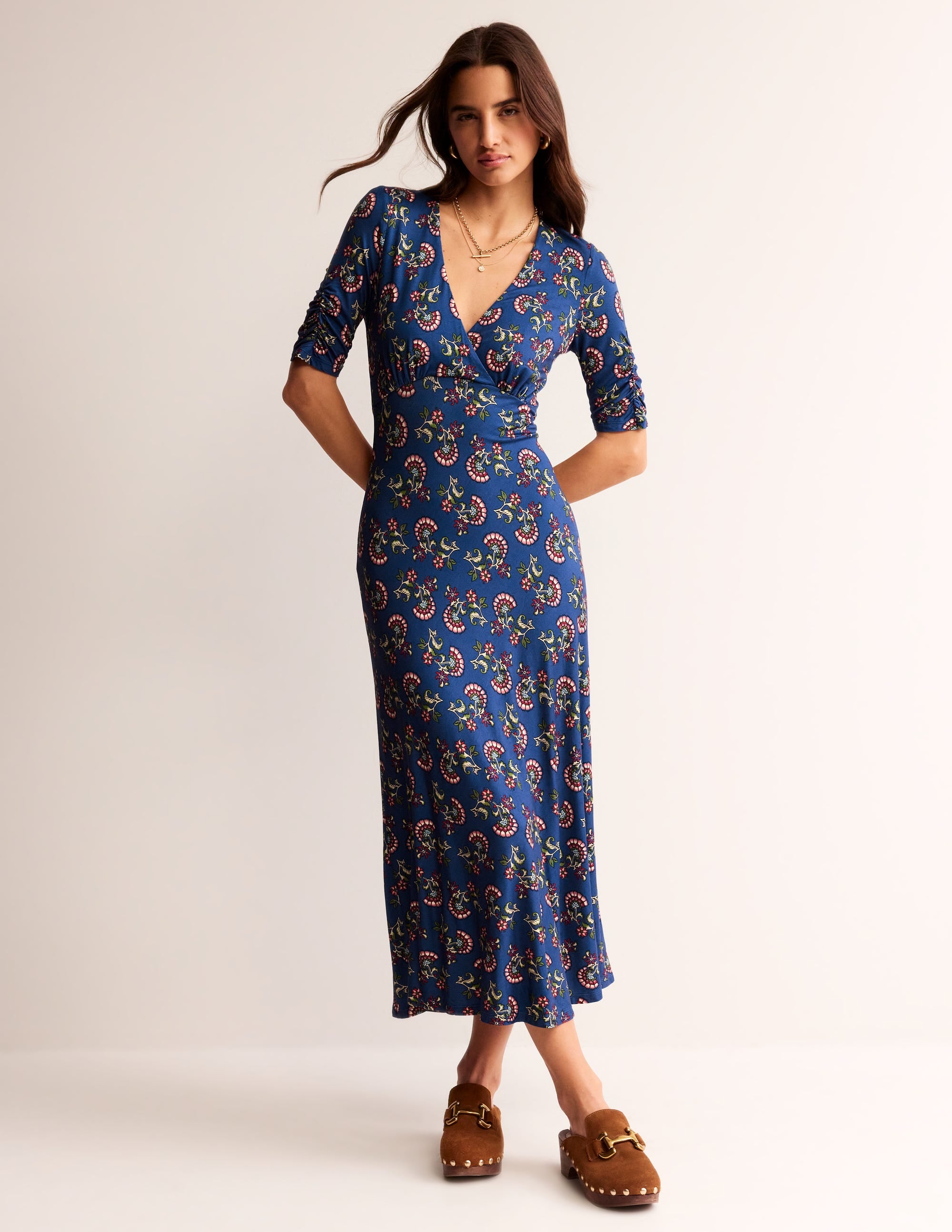 Rebecca Jersey Midi Tea Dress-Set Sail, Botanical Bunch - Image 2
