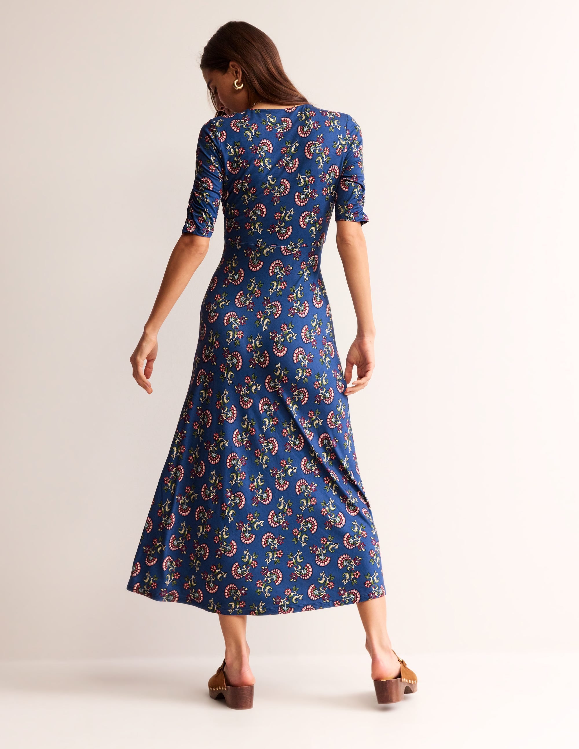 Rebecca Jersey Midi Tea Dress-Set Sail, Botanical Bunch - Image 4