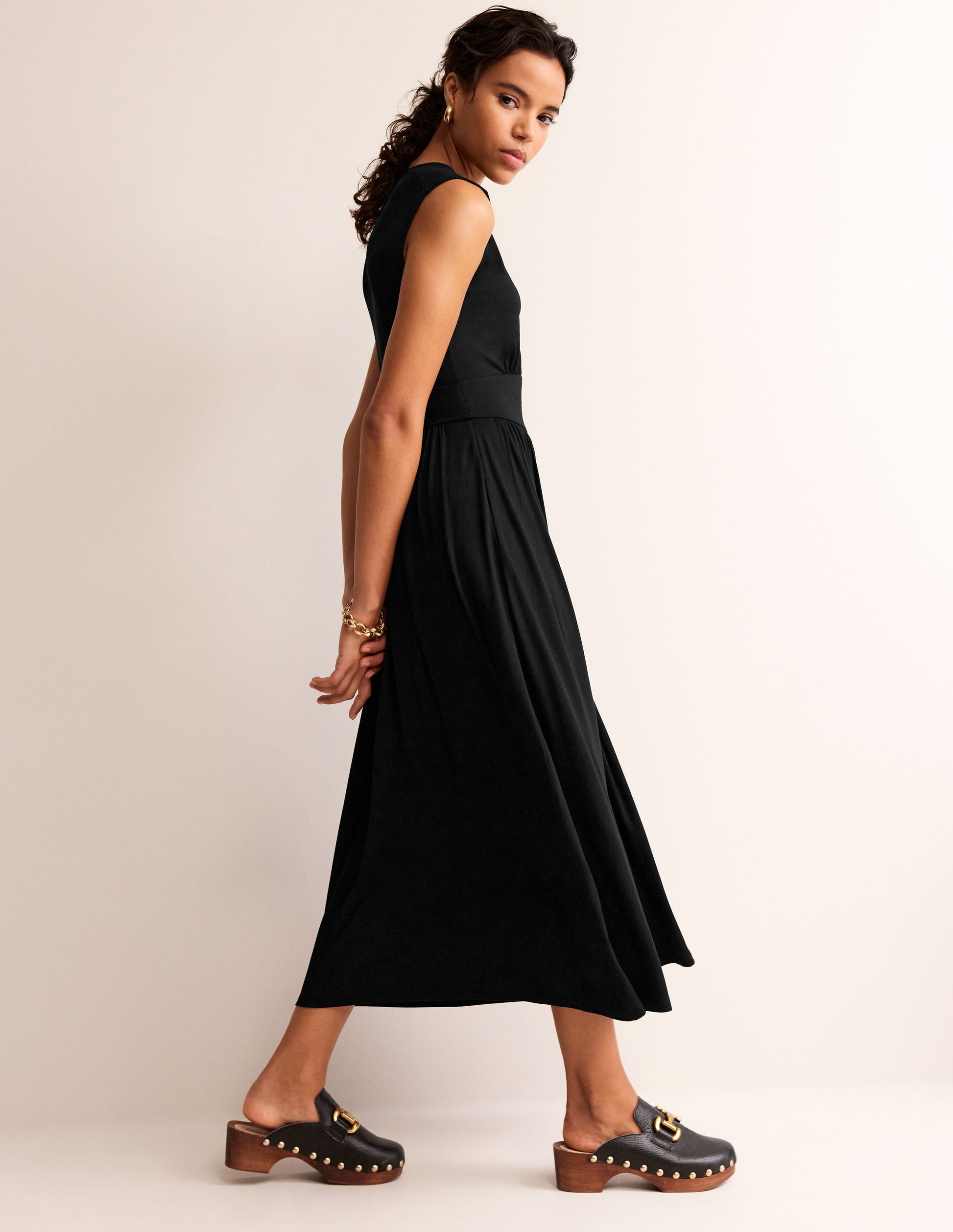 Thea Sleeveless Midi Dress-Black-1