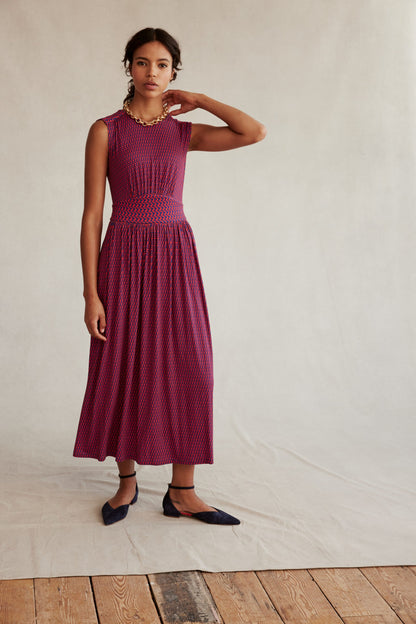 Thea Sleeveless Midi Dress-Flame Scarlet, Arc Geo-6