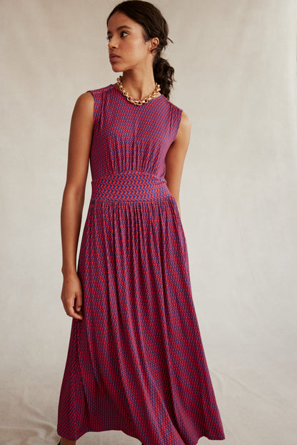 Thea Sleeveless Midi Dress-Flame Scarlet, Arc Geo-5