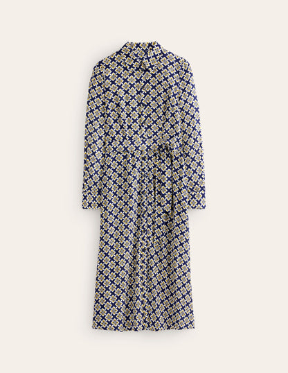 Kate Midi Shirt Dress-Antique Moss, Diamond Floral