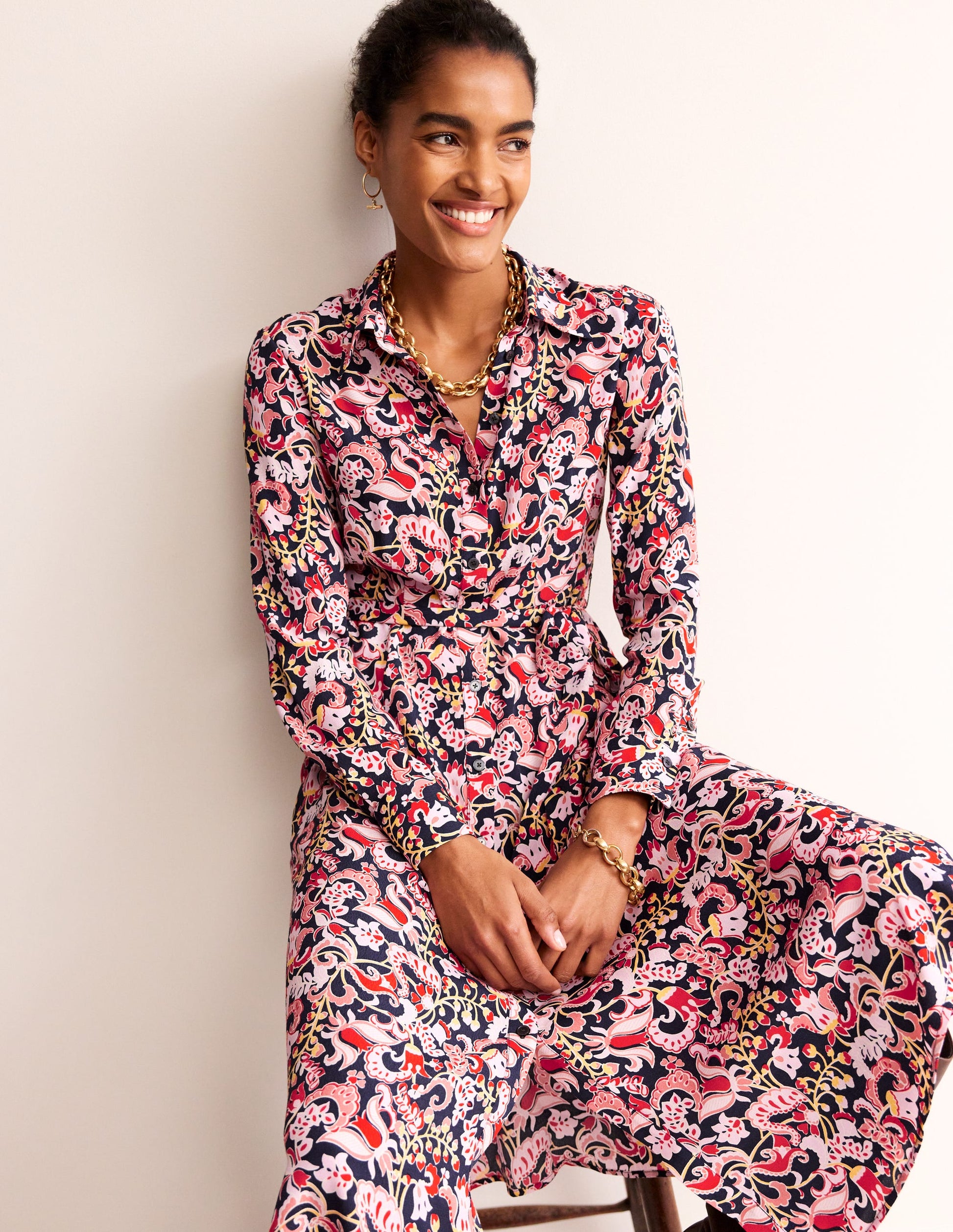 Kate Midi Shirt Dress-Soft Peony, Sweet Pea-1