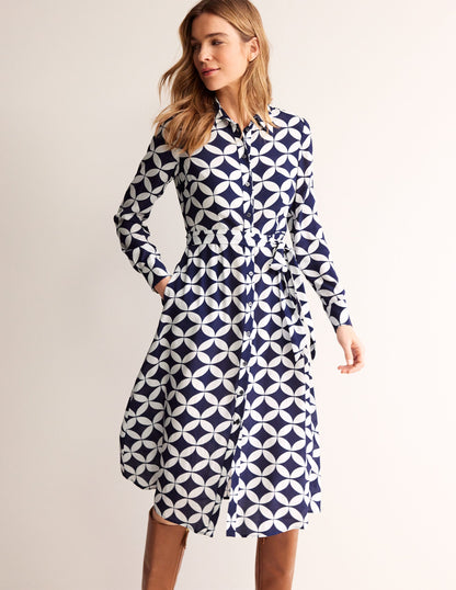 Kate Midi Shirt Dress -French Navy, Diamond Terrace