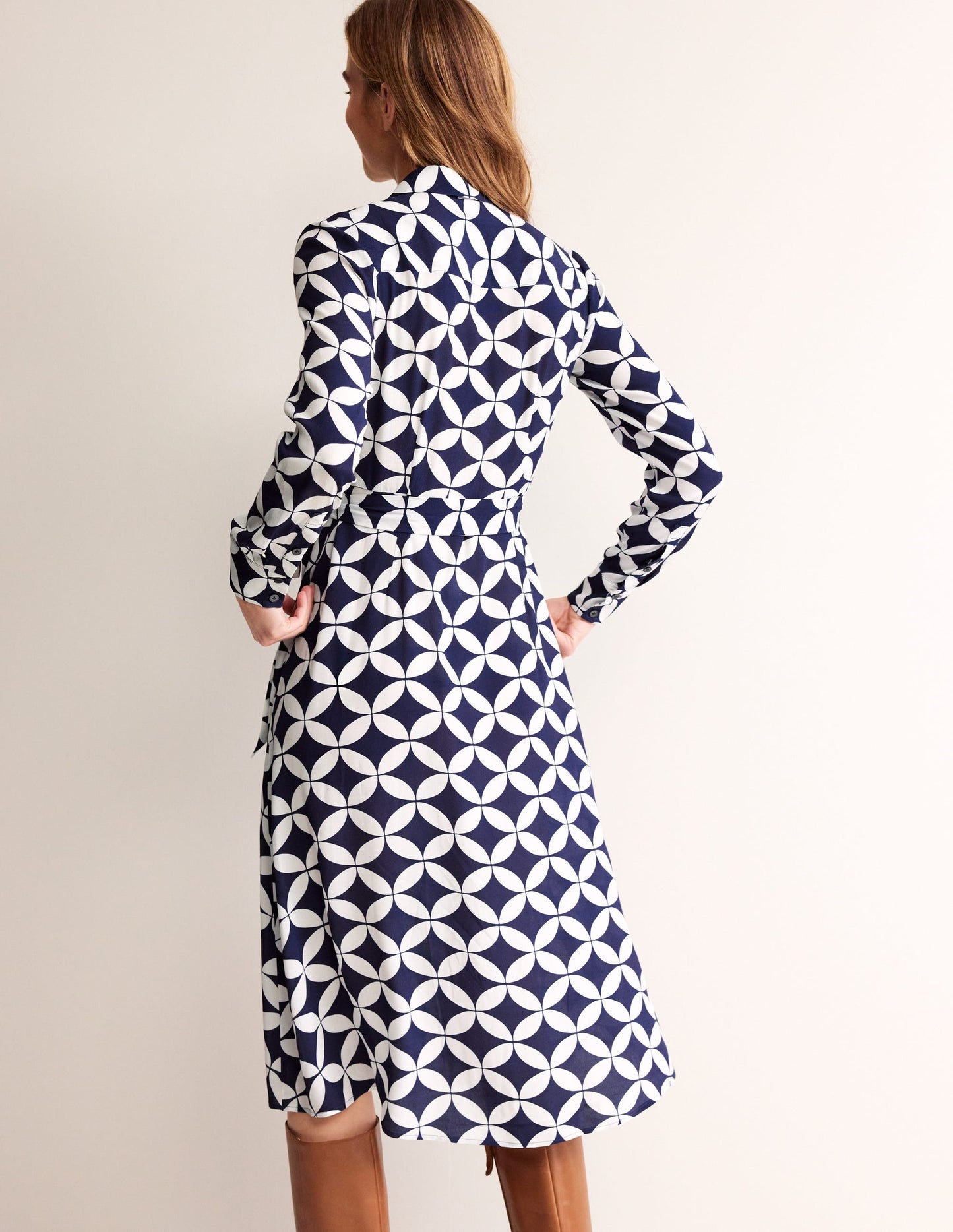 Kate Midi Shirt Dress -French Navy, Diamond Terrace